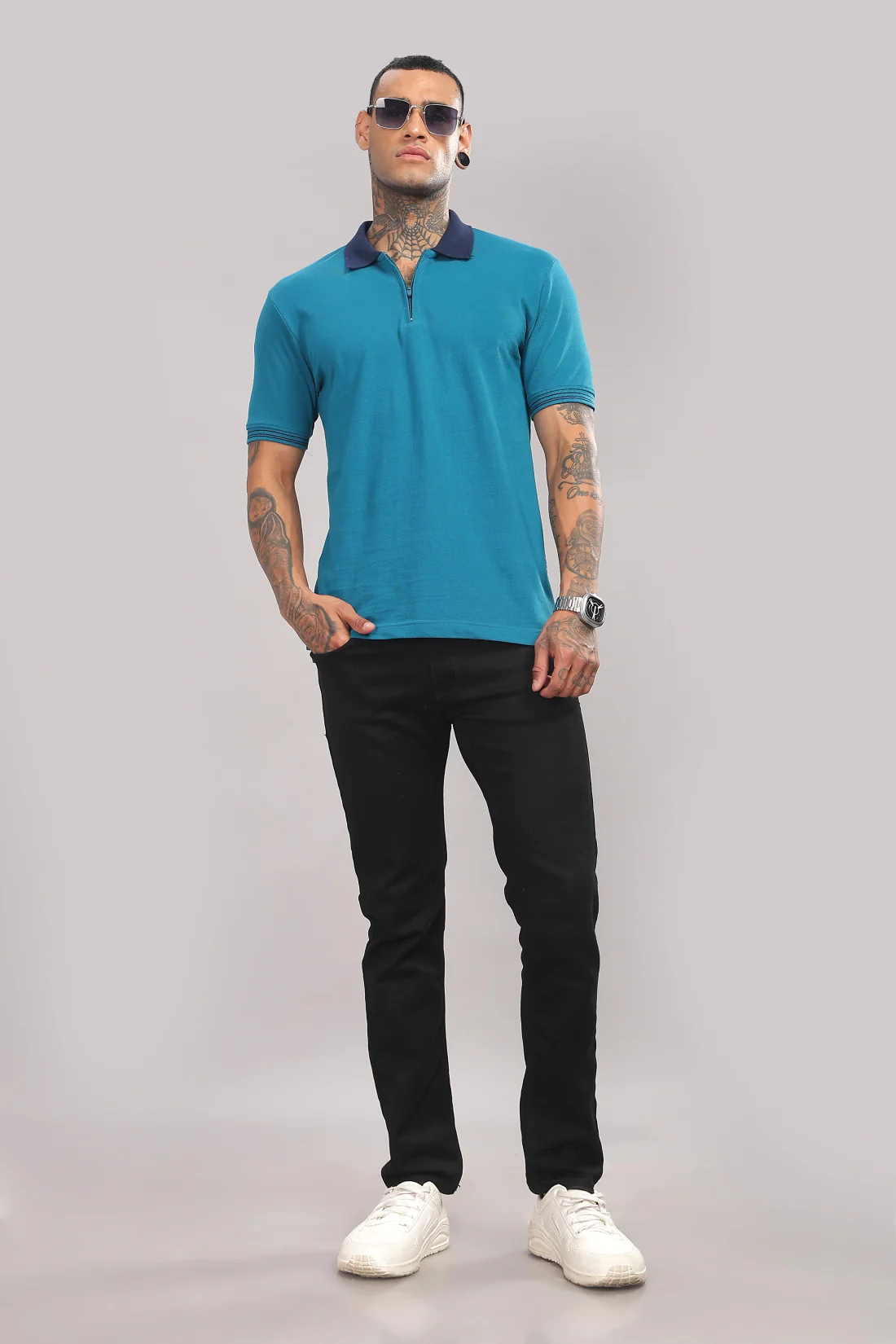 Men Deep Lagoon Regular Fit Polo T-Shirt - Image 7