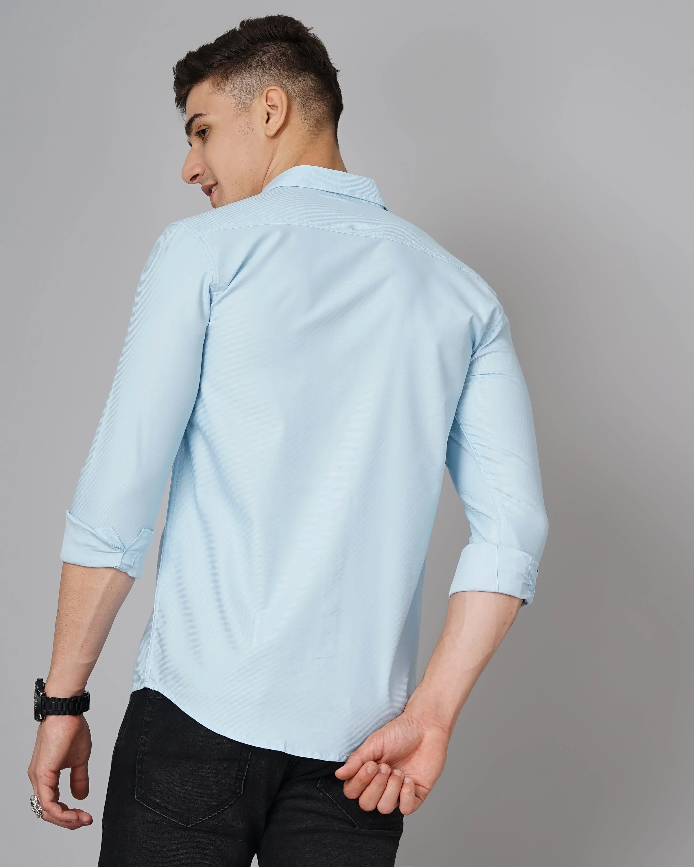 Men Delta Blue Solid Shirt - Image 2