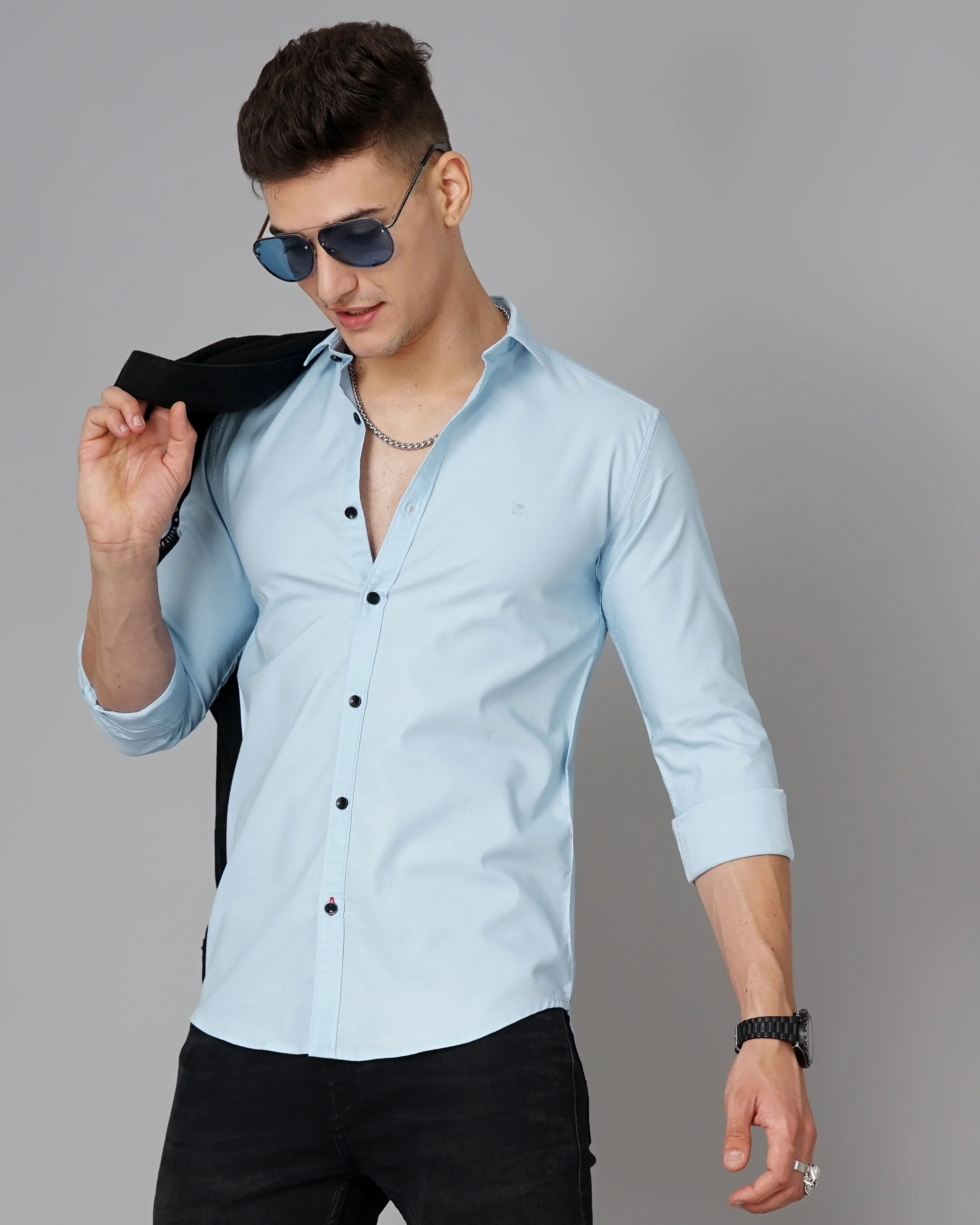 Men Delta Blue Solid Shirt - Image 3