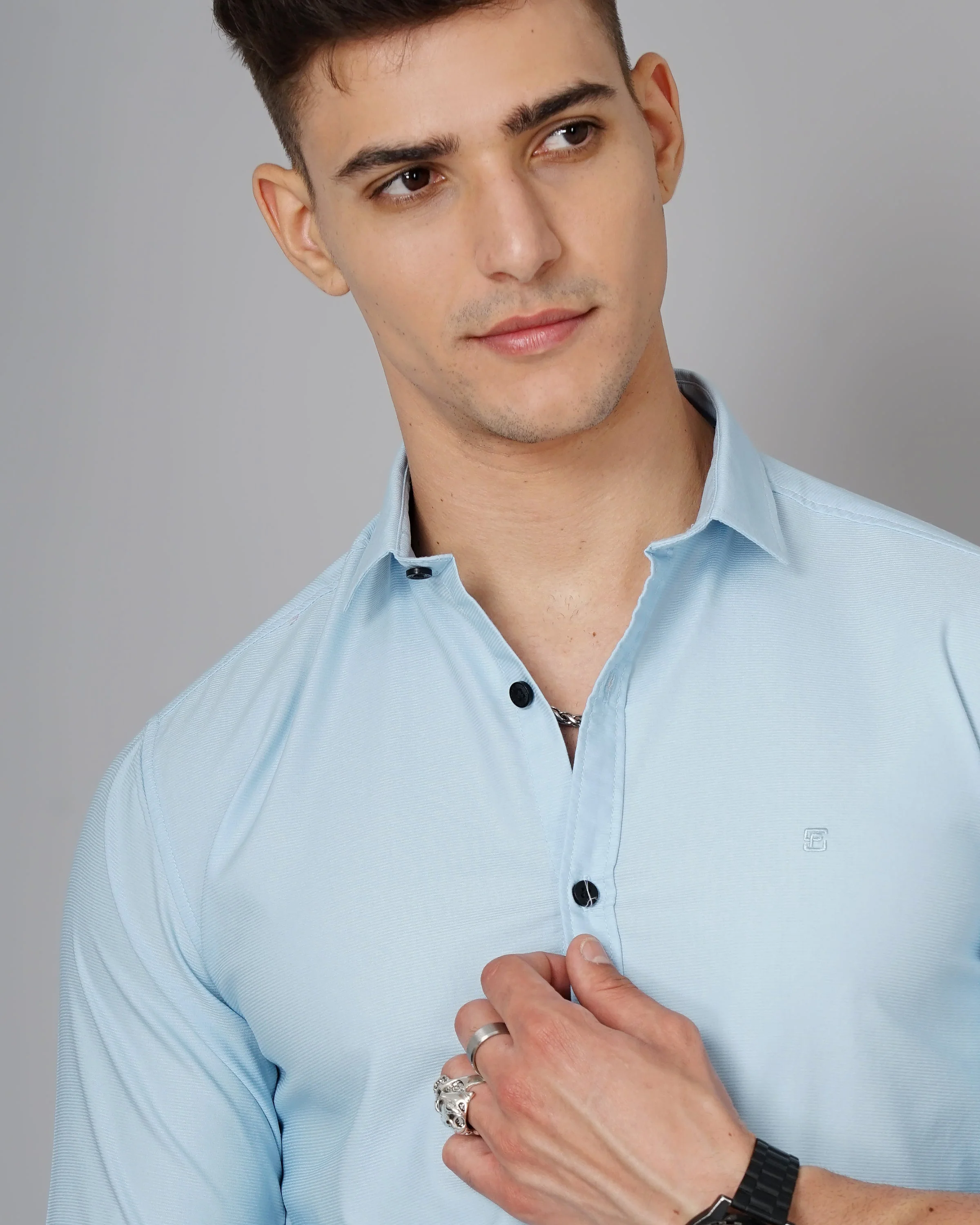 Men Delta Blue Solid Shirt - Image 4