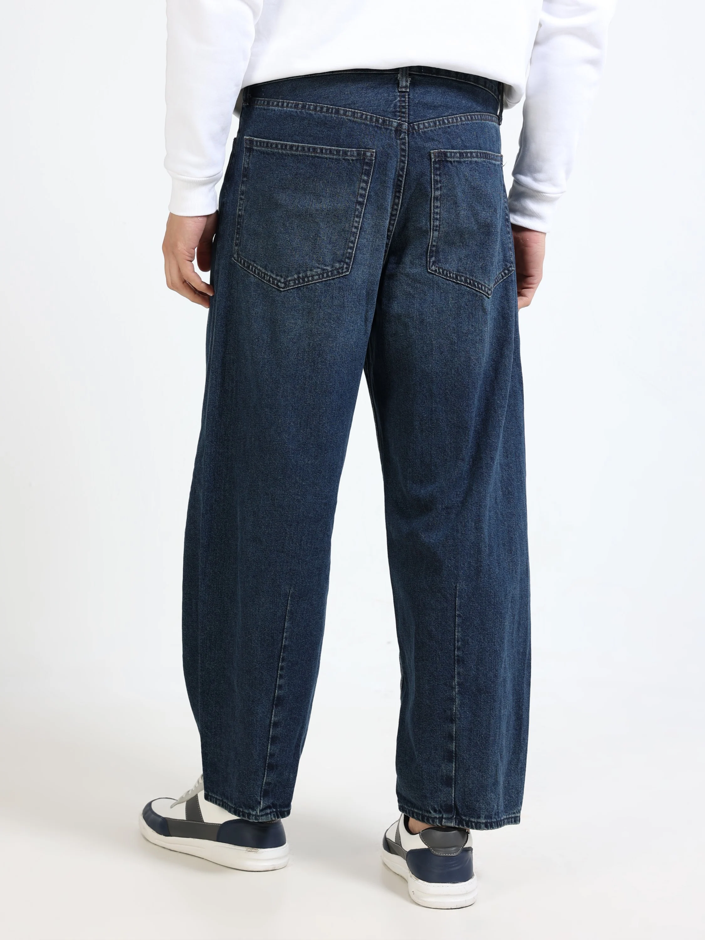 Men Denim Navy Baggy Jeans - Image 3