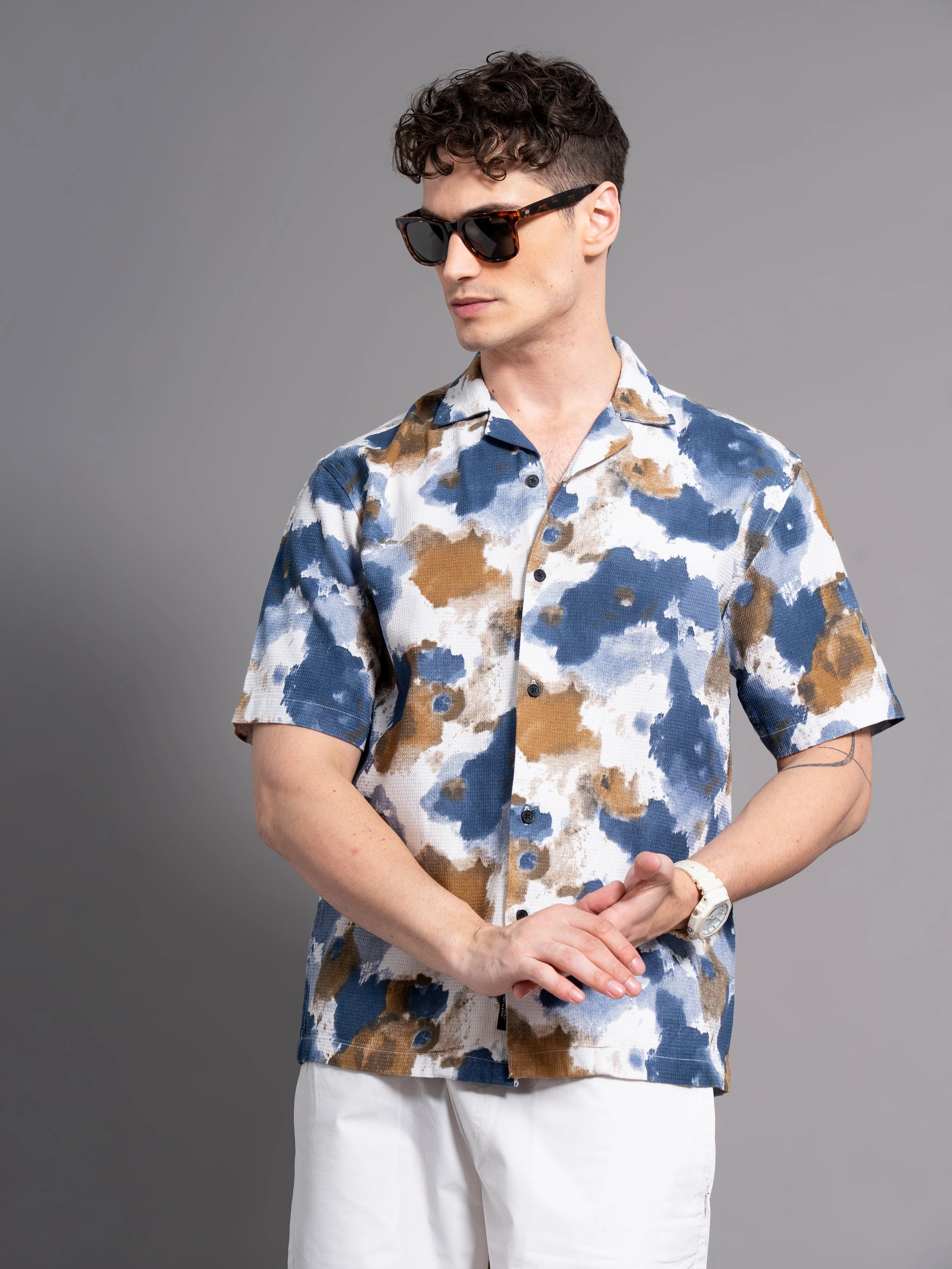 Men Derry Blue Waffle Shirt - Image 3