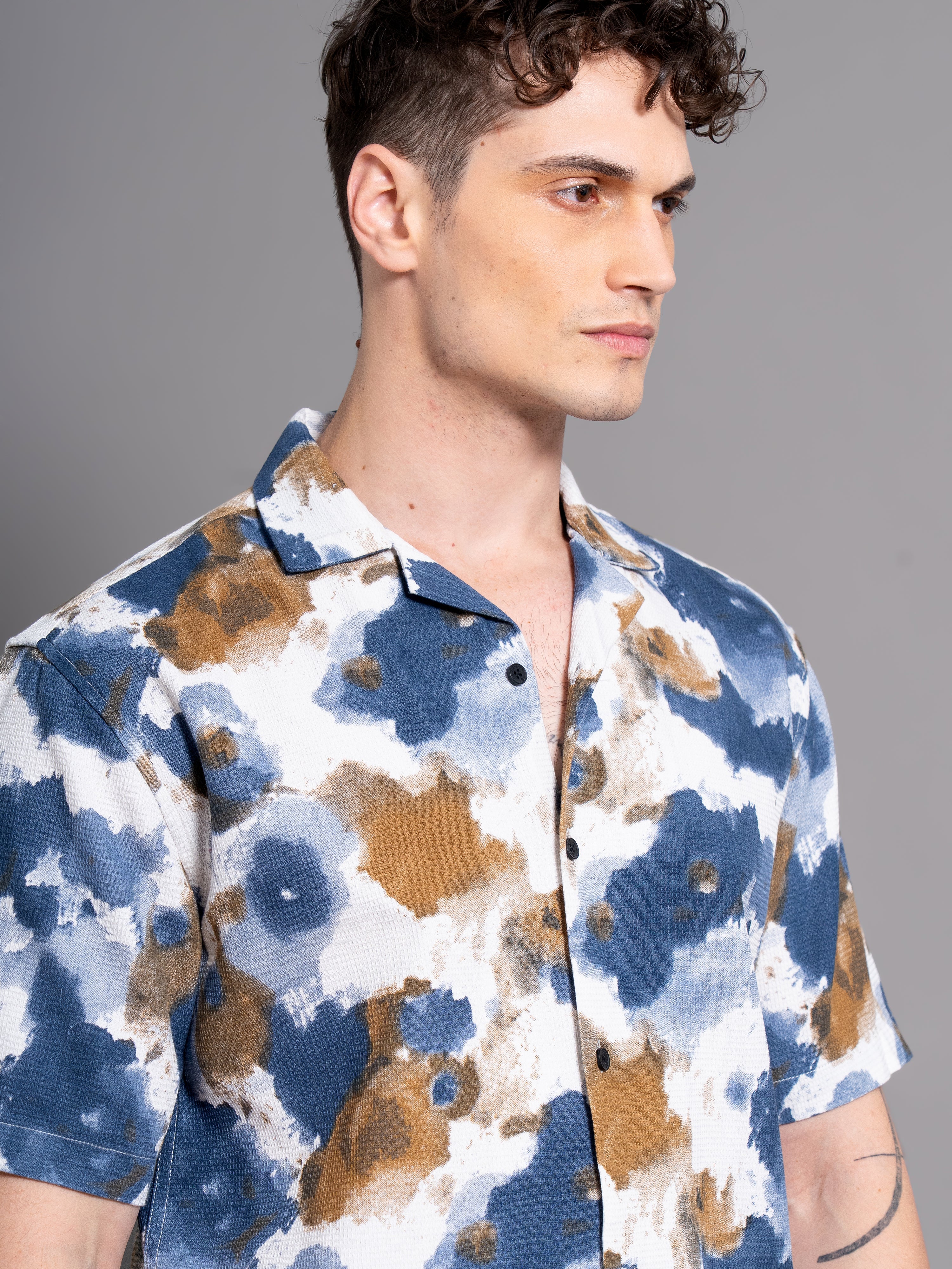 Men Derry Blue Waffle Shirt - Image 4