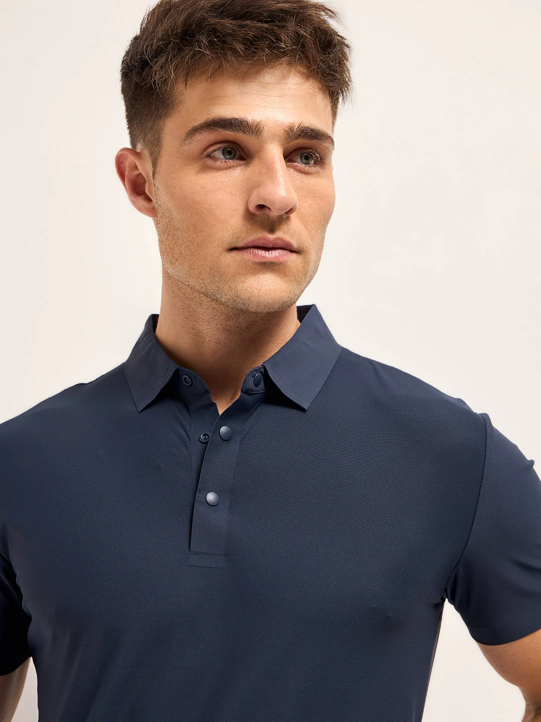 Men Diamond Blue Solid Slim Fit Polo T-shirt - Image 5