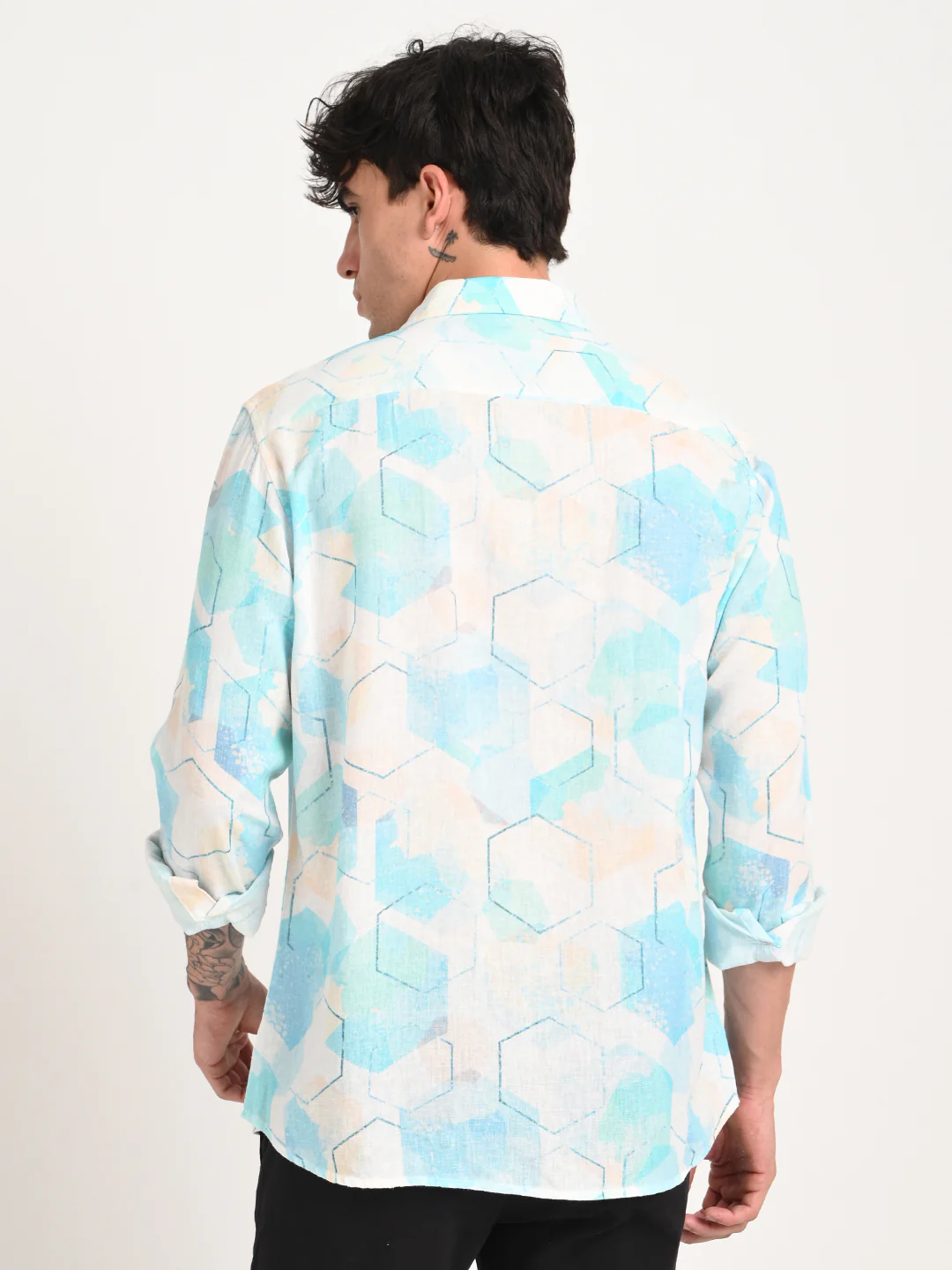 Men Digital Print Linen Blend Shirt - Image 2