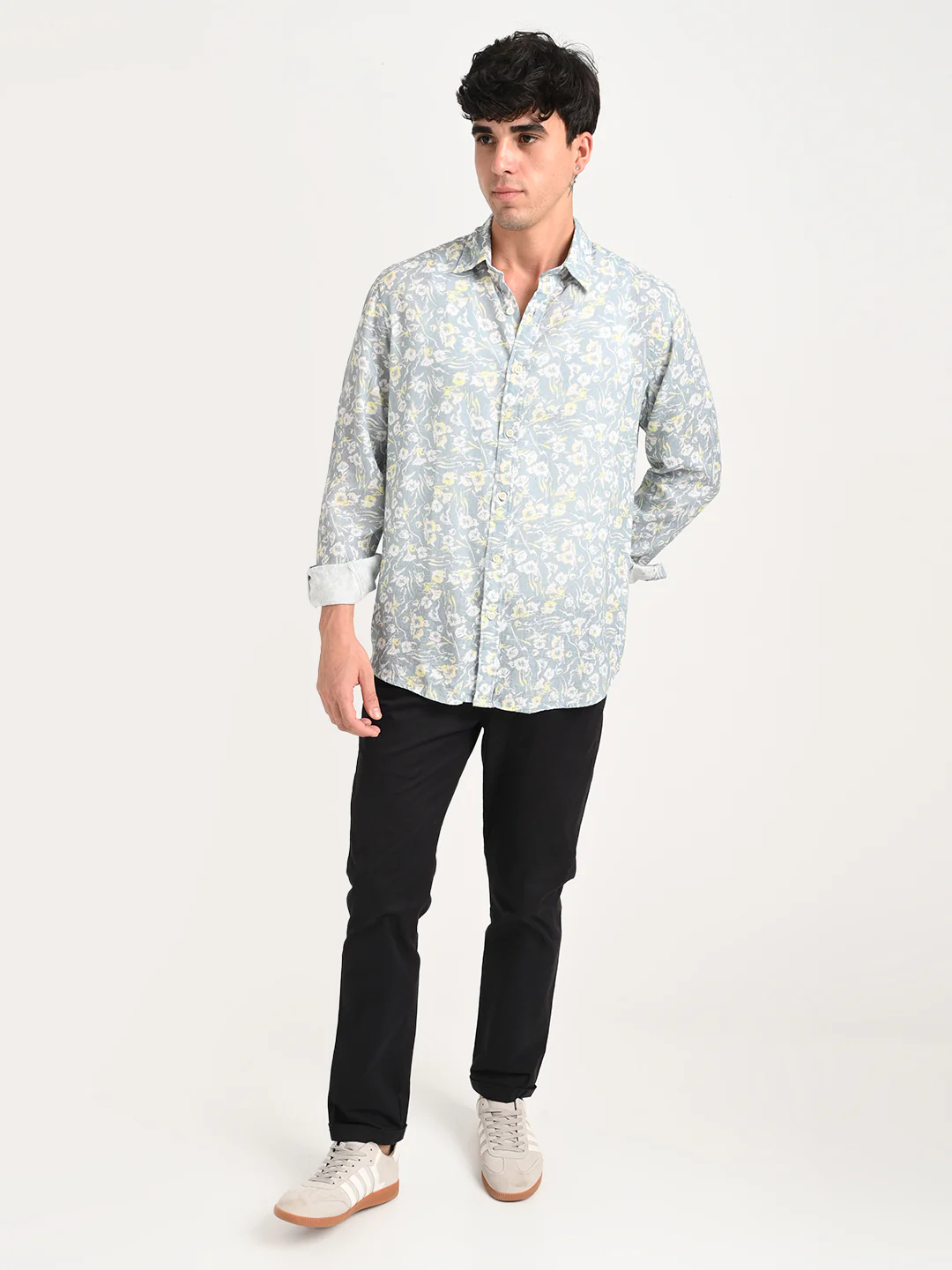 Men Digital Print Linen Blend Shirt - Image 3
