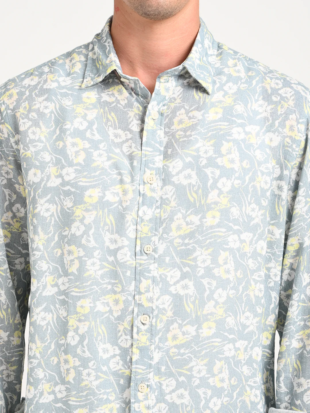 Men Digital Print Linen Blend Shirt - Image 6