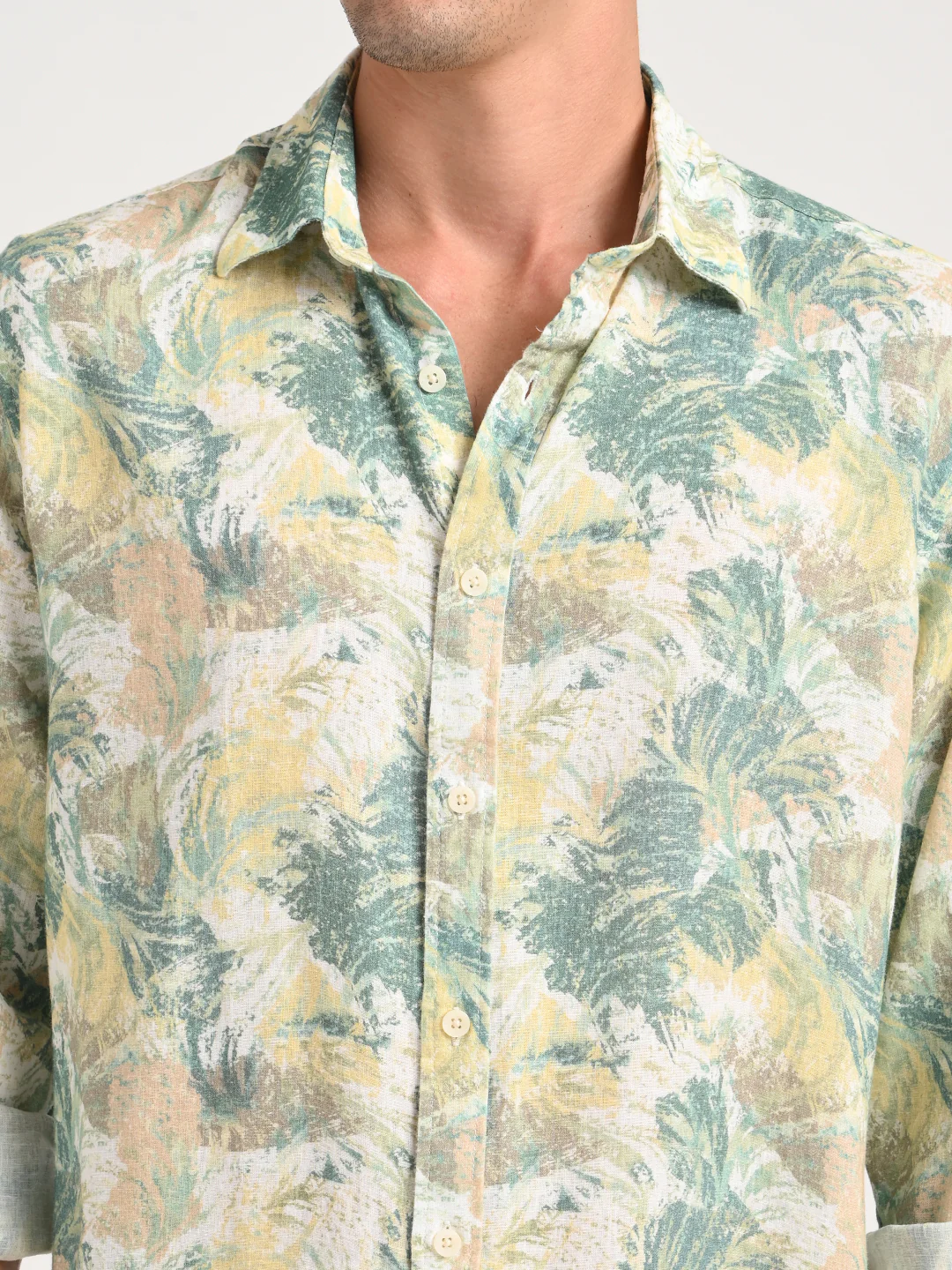 Men Digital Print Linen Blend Shirt - Image 6