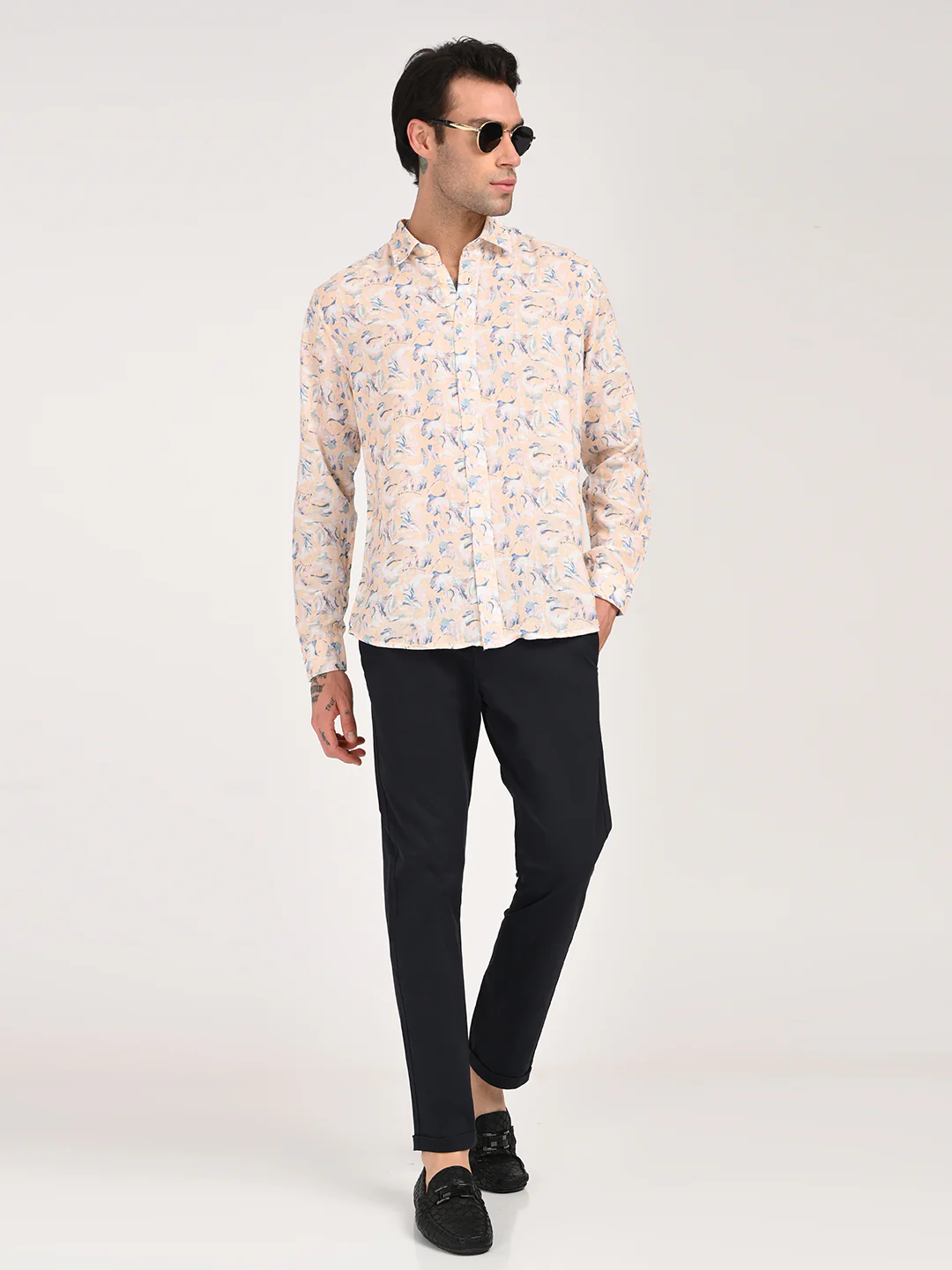 Men Digital Print Linen Blend Shirt - Image 2