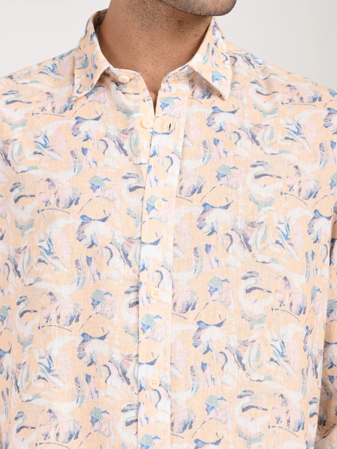 Men Digital Print Linen Blend Shirt - Image 6