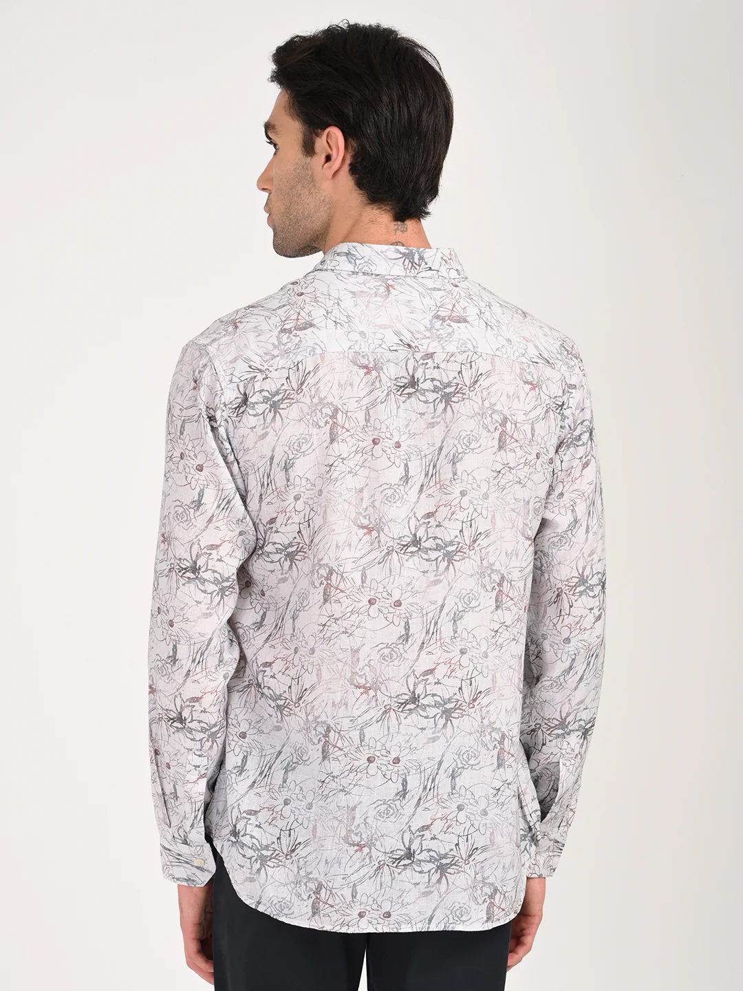 Men Digital Print Linen Blend Shirt - Image 2