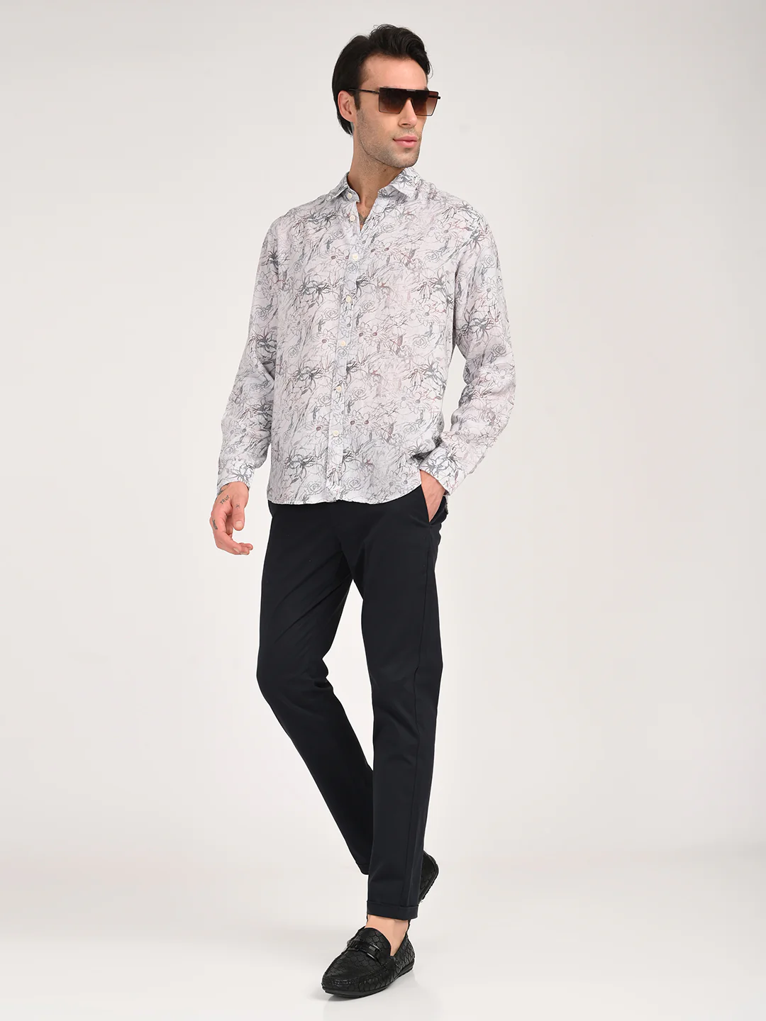 Men Digital Print Linen Blend Shirt - Image 3