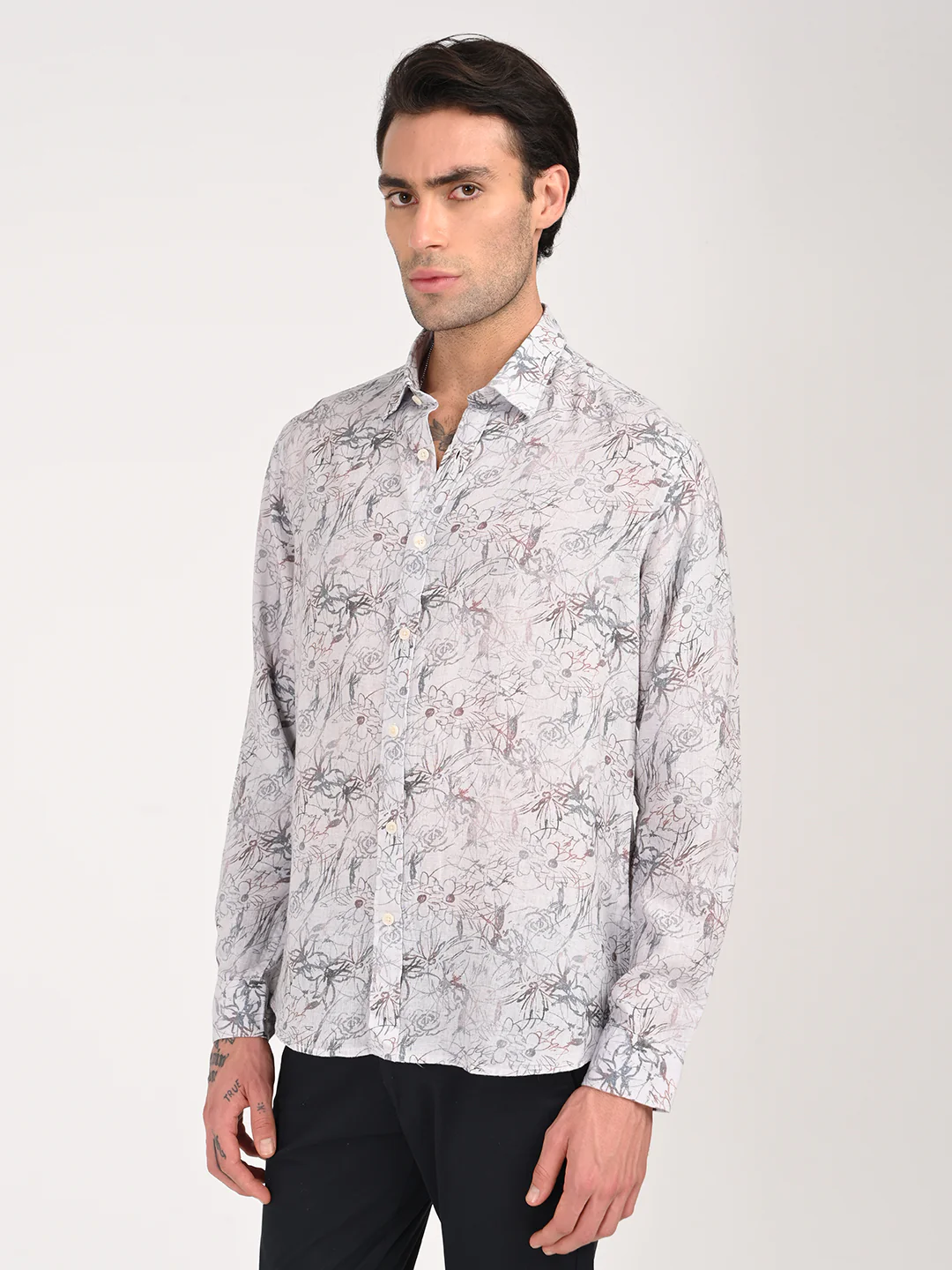 Men Digital Print Linen Blend Shirt - Image 4