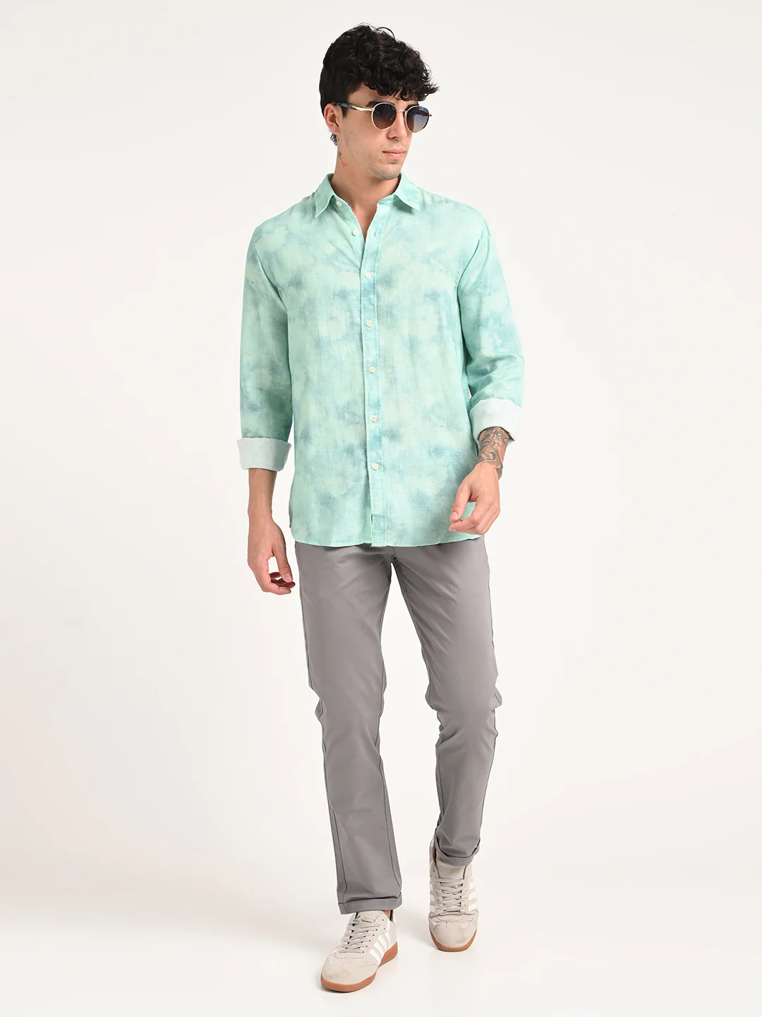 Men Digital Print Linen Blend Shirt - Image 2