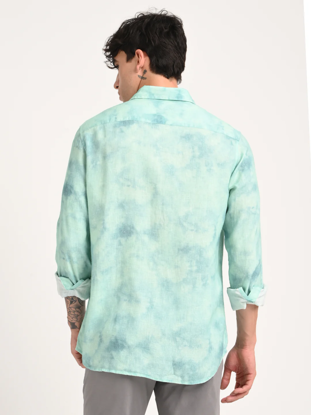 Men Digital Print Linen Blend Shirt - Image 3