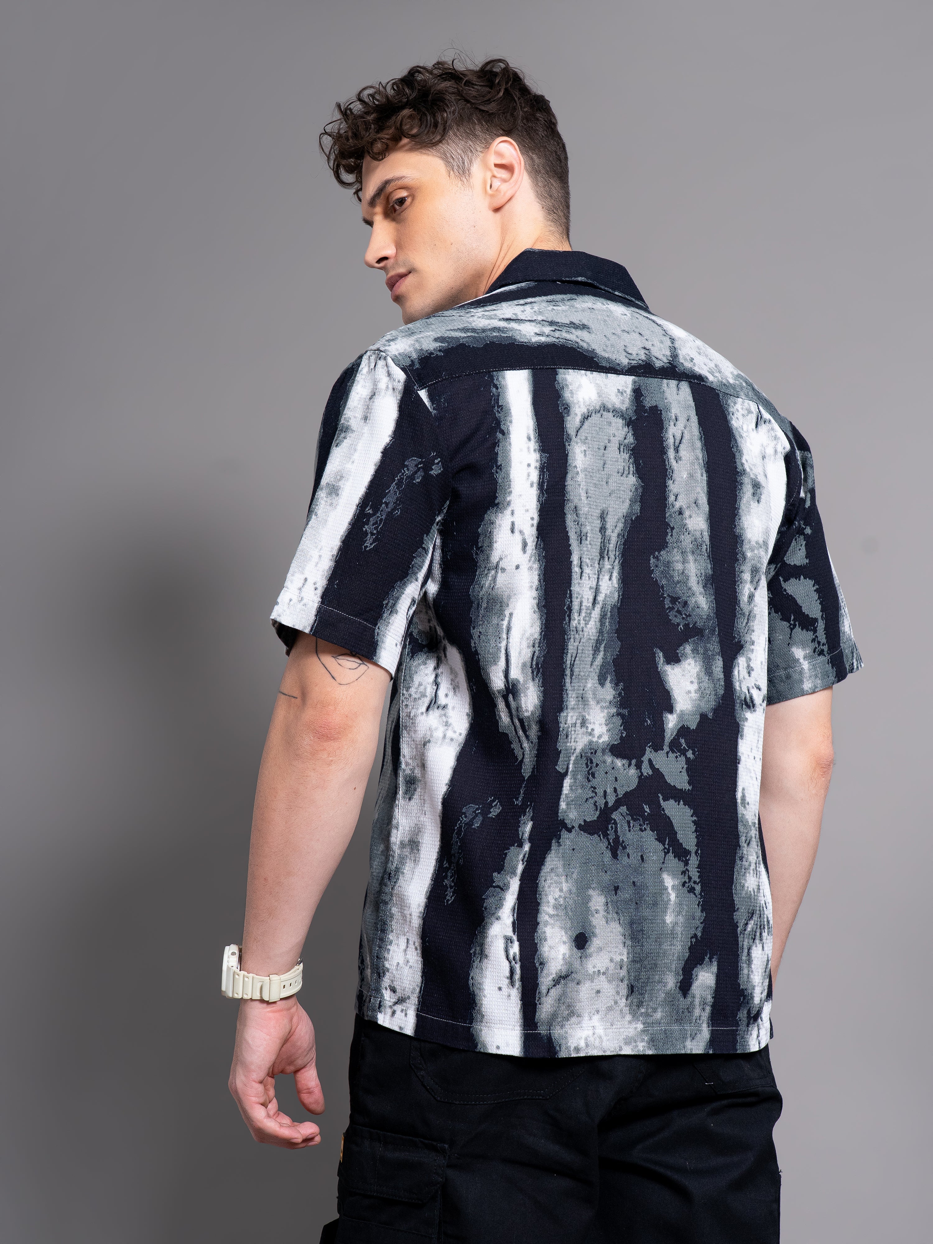 Men Dijon Black Waffle Shirt - Image 2