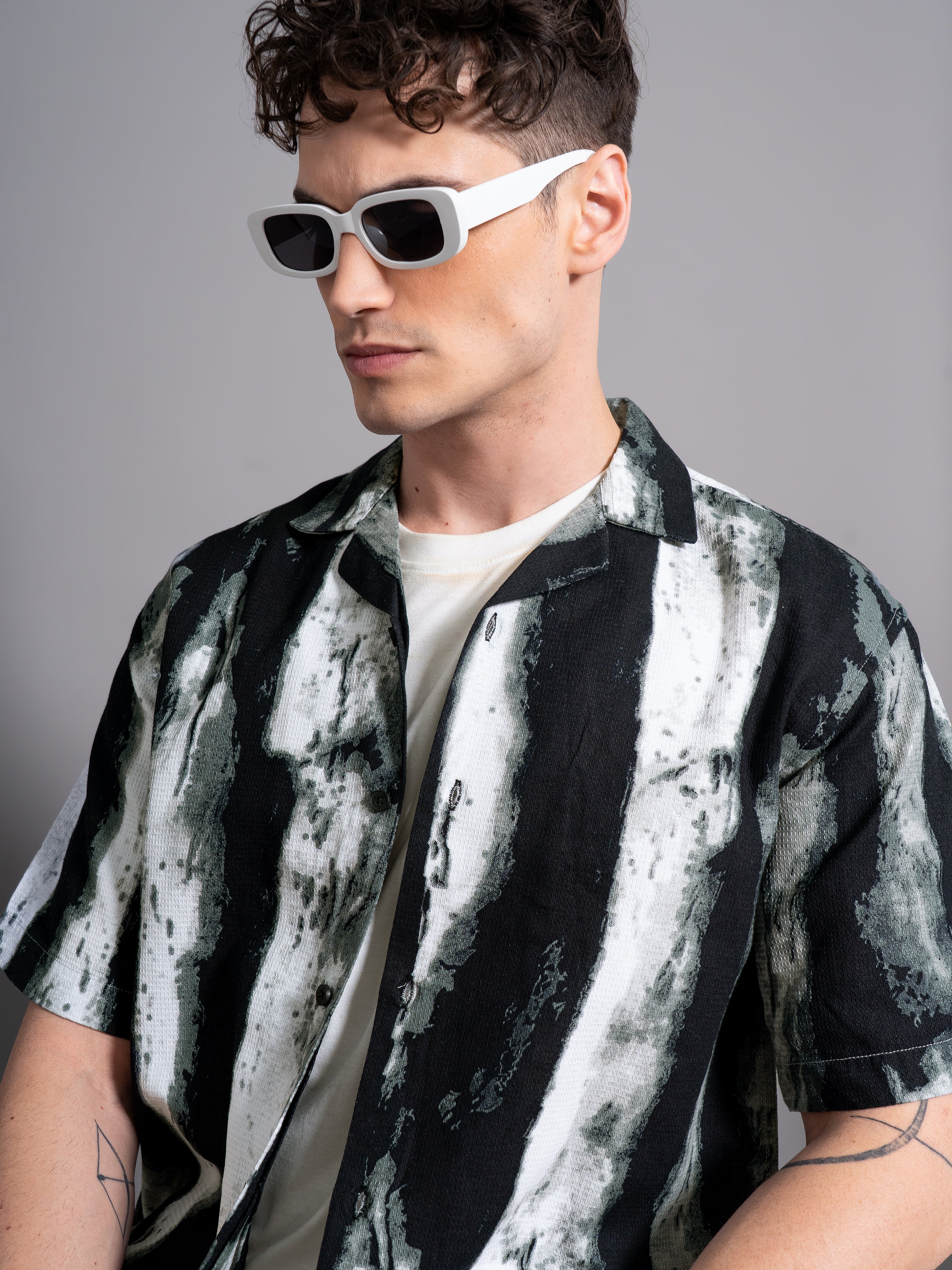 Men Dijon Black Waffle Shirt - Image 4