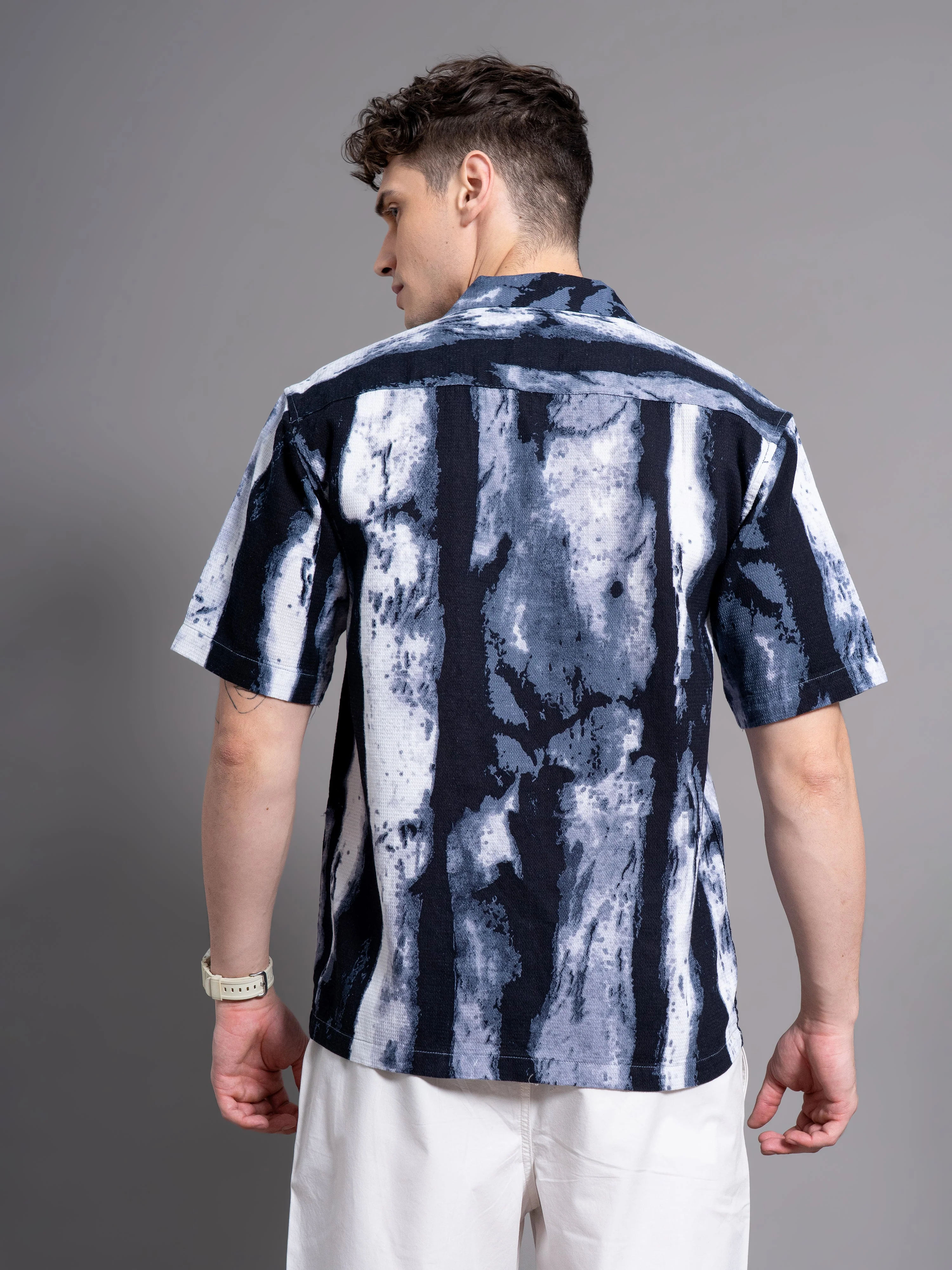 Men Dijon Blue Waffle Shirt - Image 2