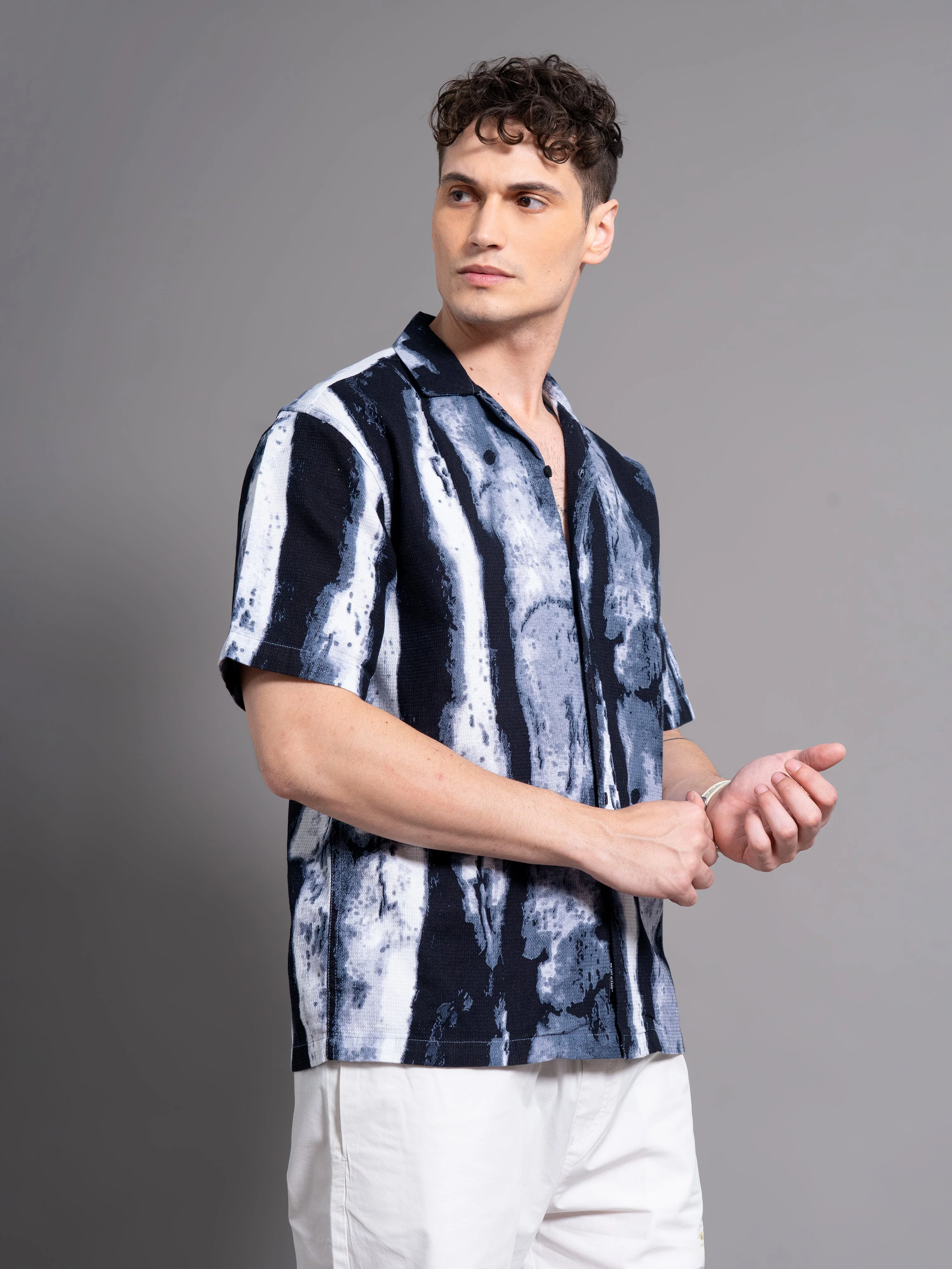 Men Dijon Blue Waffle Shirt - Image 3