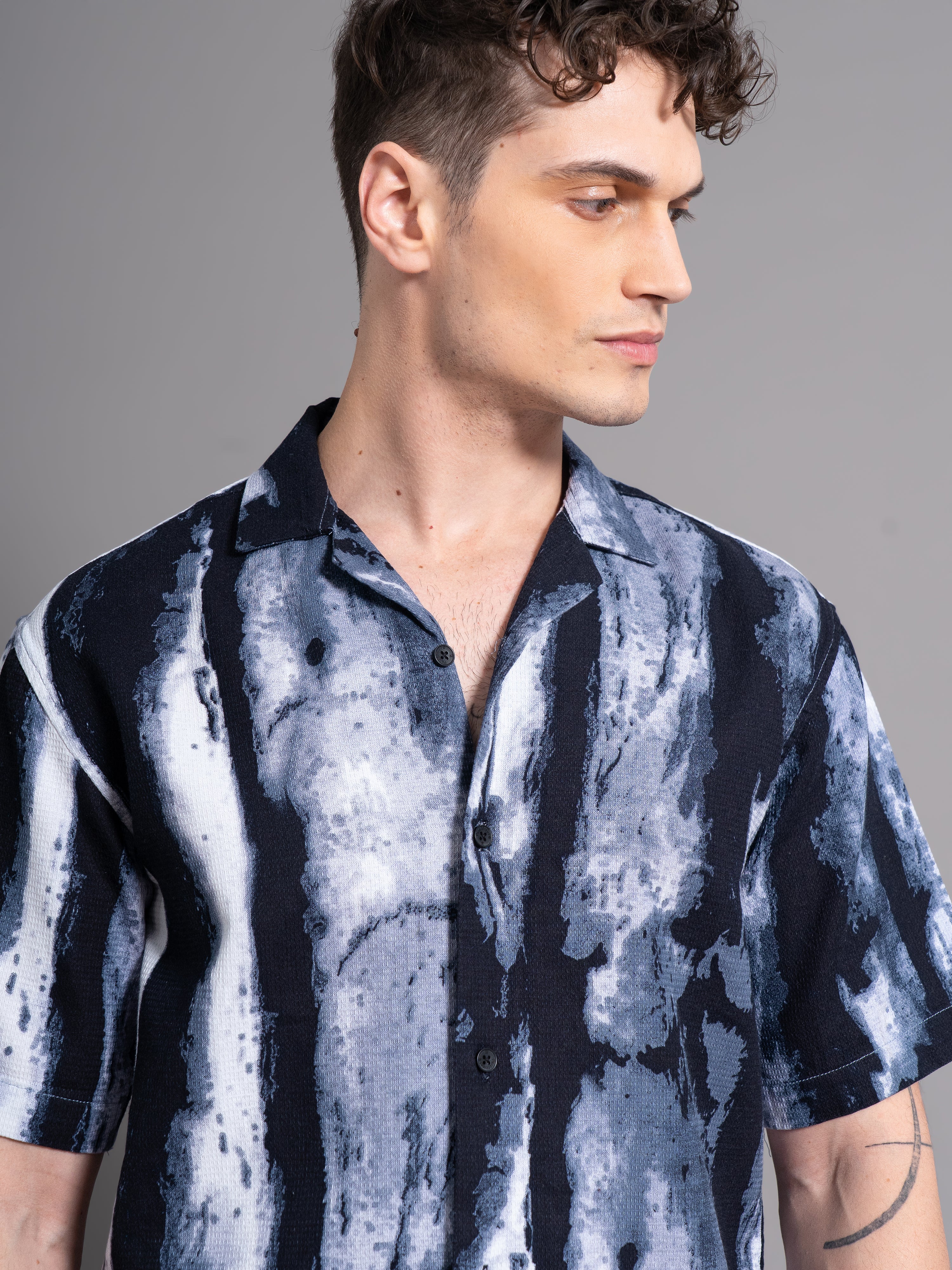 Men Dijon Blue Waffle Shirt - Image 4
