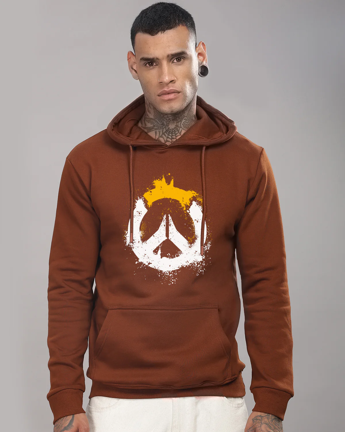 Men Brown Long Lasting Printed Hoodie - Image 2