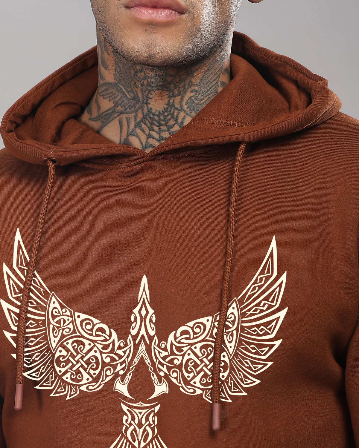Men Brown Printed Hoodie - Image 3