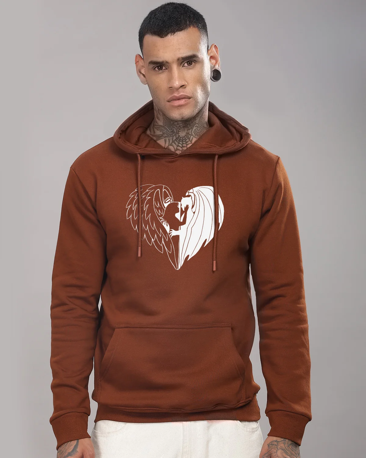Men Downtown Brown Printed Hoodie - Image 2