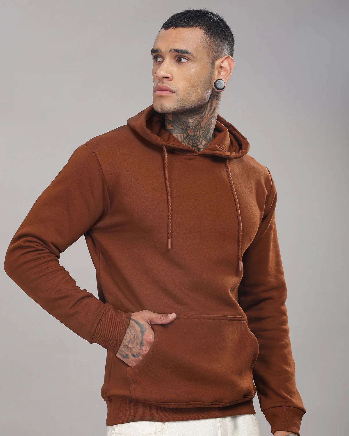 Men Downtown Brown Printed Hoodie