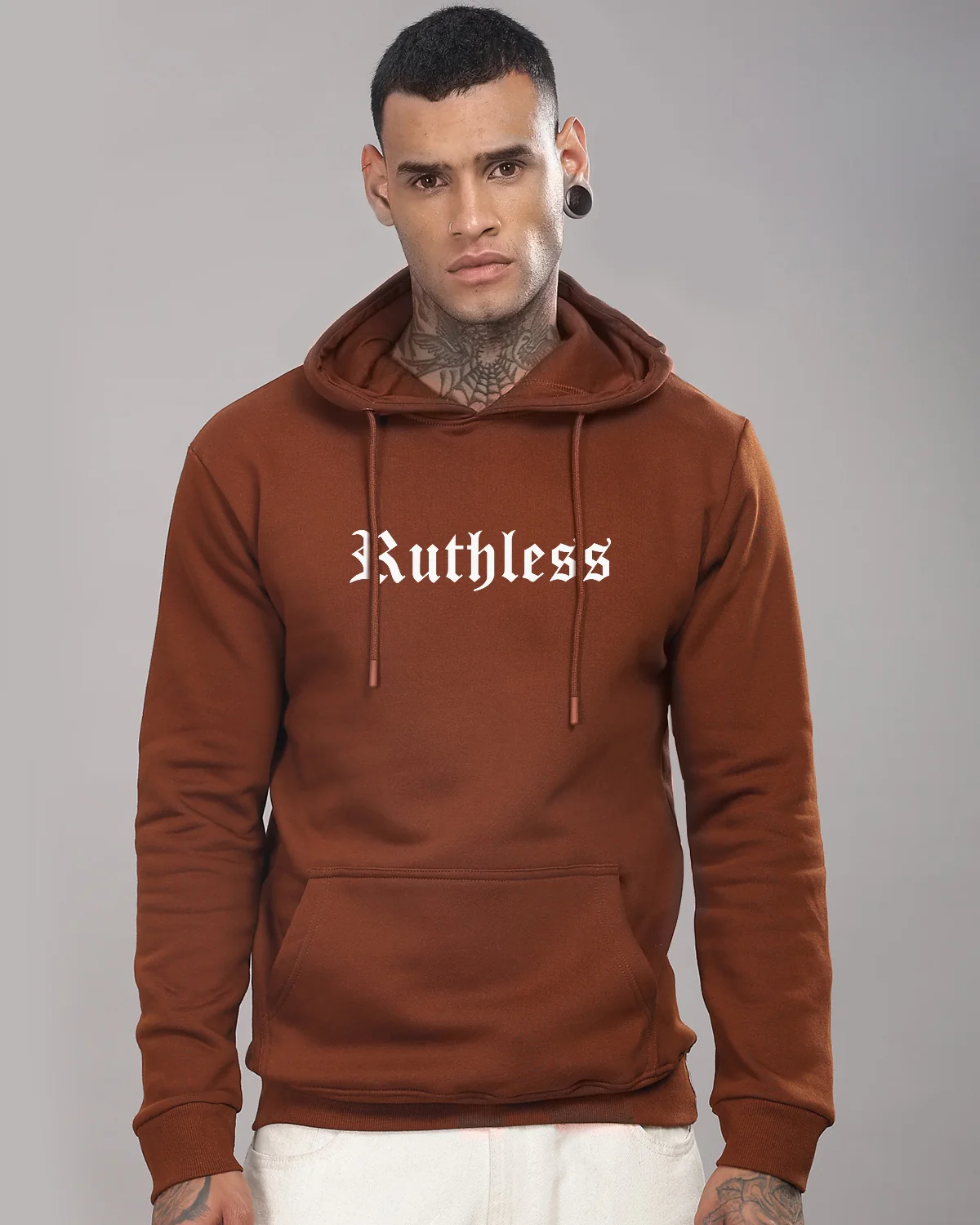 Men Downtown Brown Printed Hoodie - Image 2