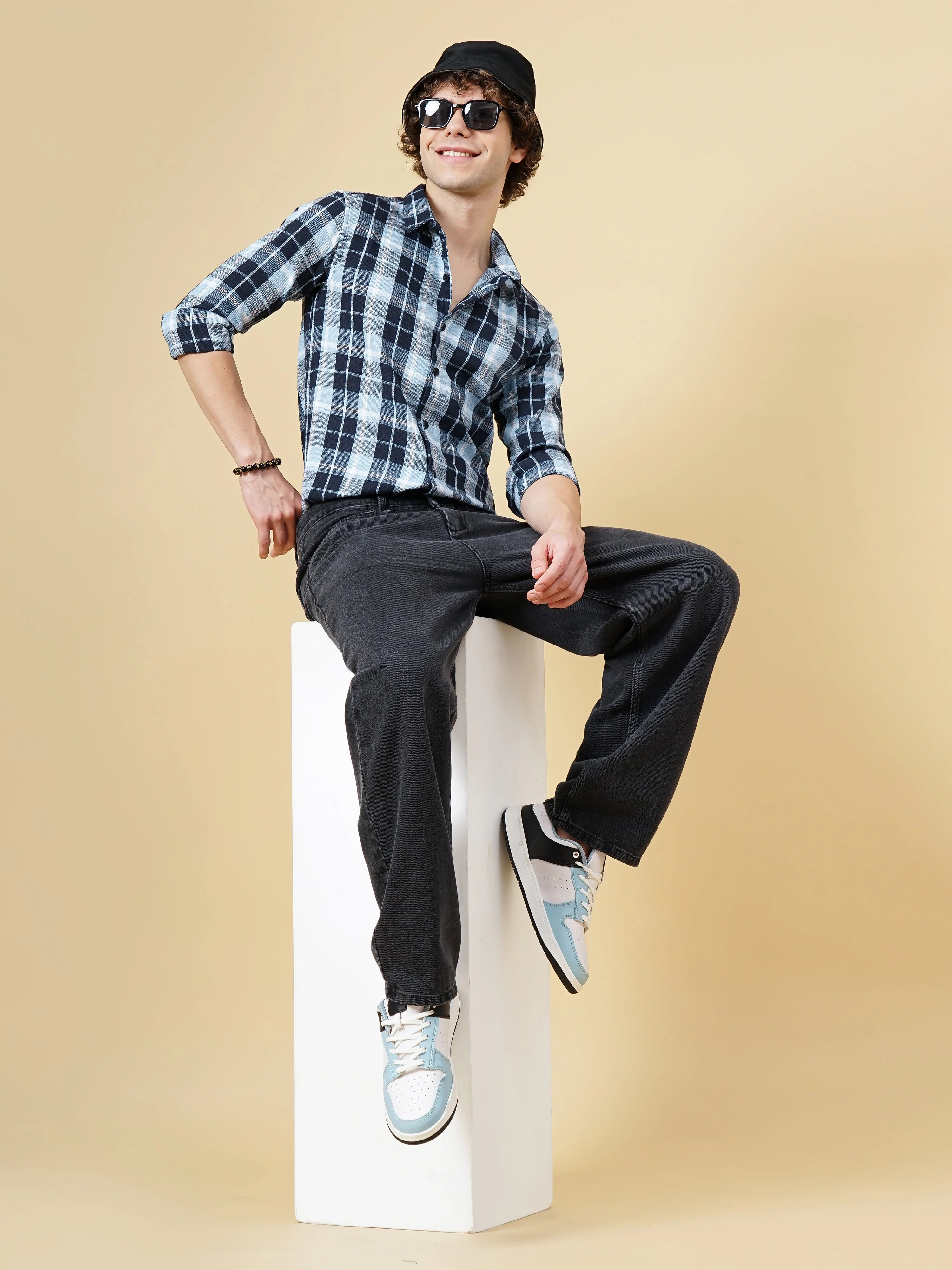 Men Downy Beige Self-Design Shirt - Image 6
