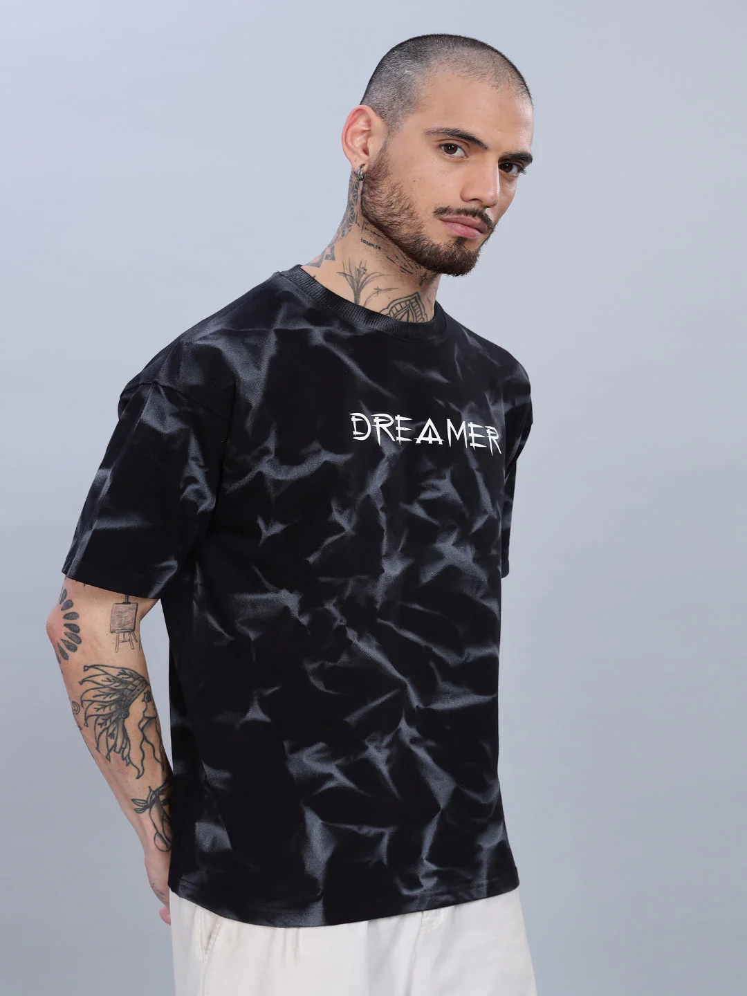 Men Dreamer Oversized Black T-Shirt - Image 3