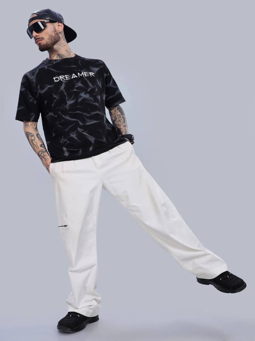 Men Dreamer Oversized Black T-Shirt - Image 5