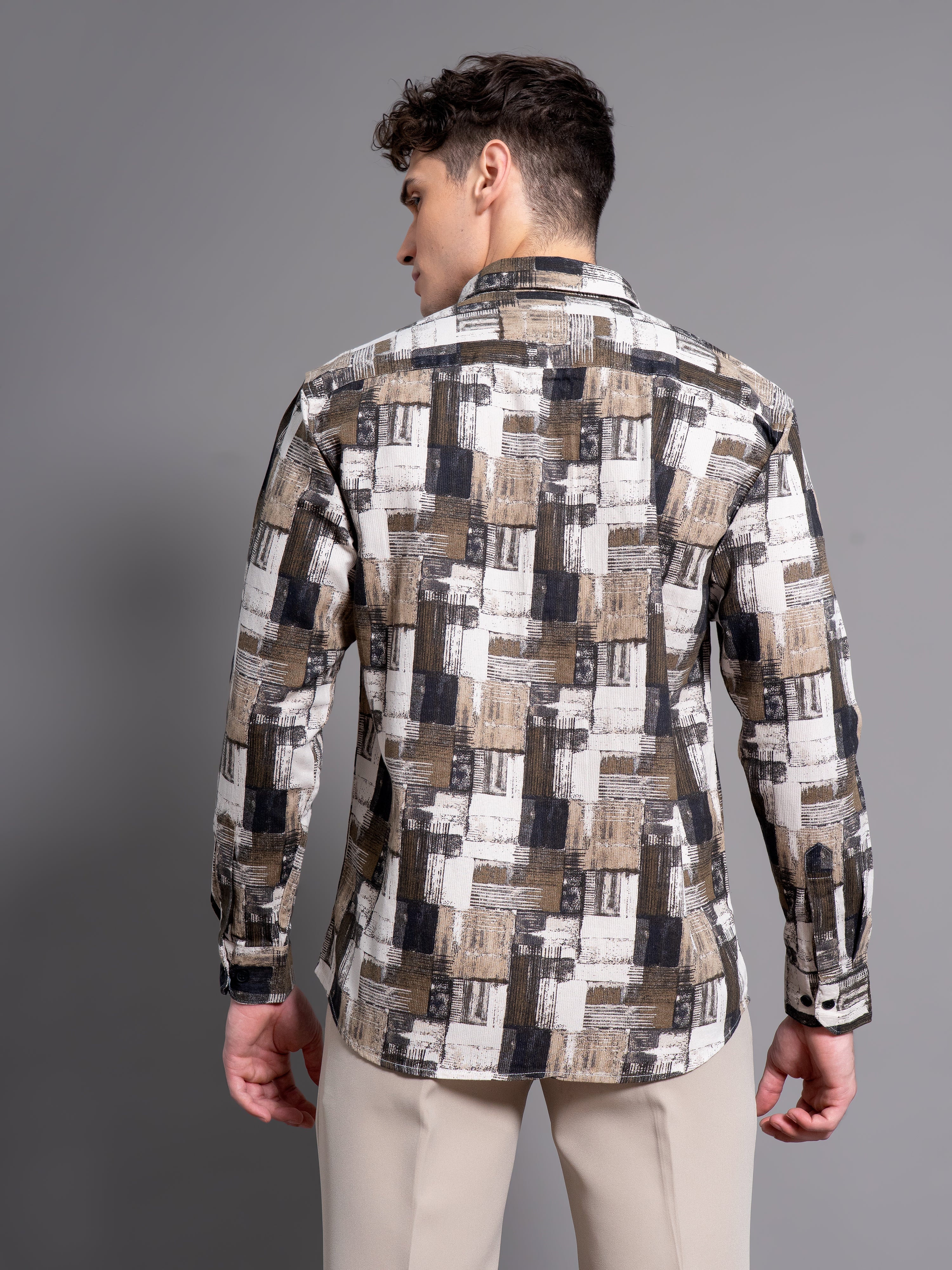 Men Dune Cream Abstract Shirt - Image 2