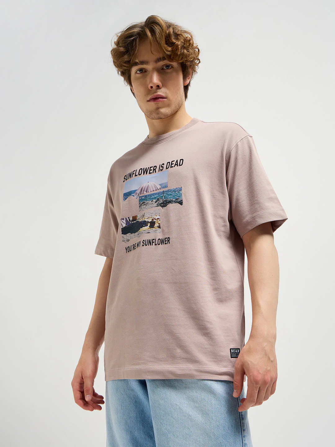 Men Dusty Pink Graphic Tee - Image 3