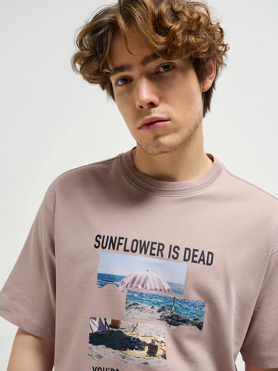 Men Dusty Pink Graphic Tee - Image 5