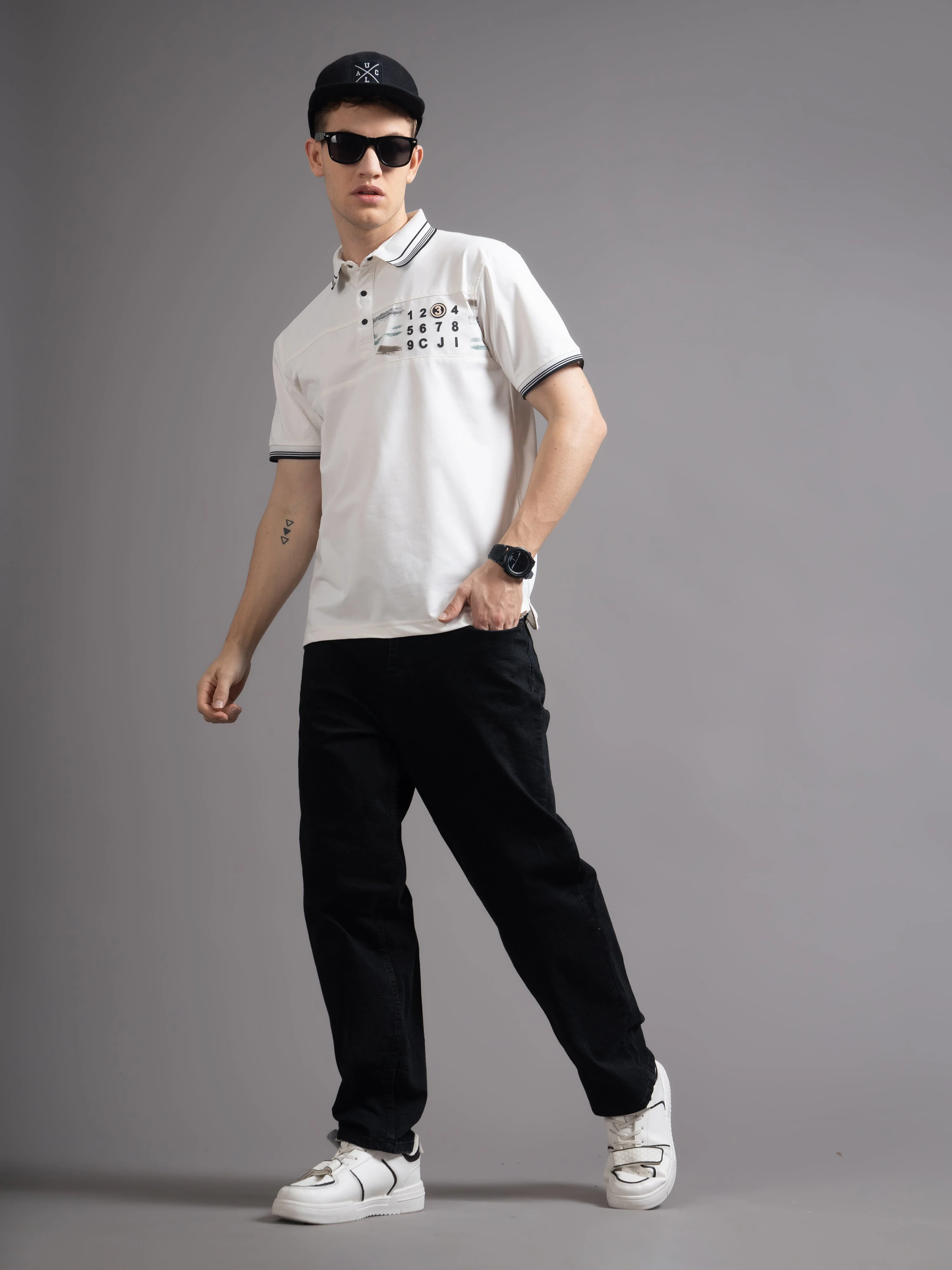 Men Duvont Black Knit Polo T-Shirt - Image 7