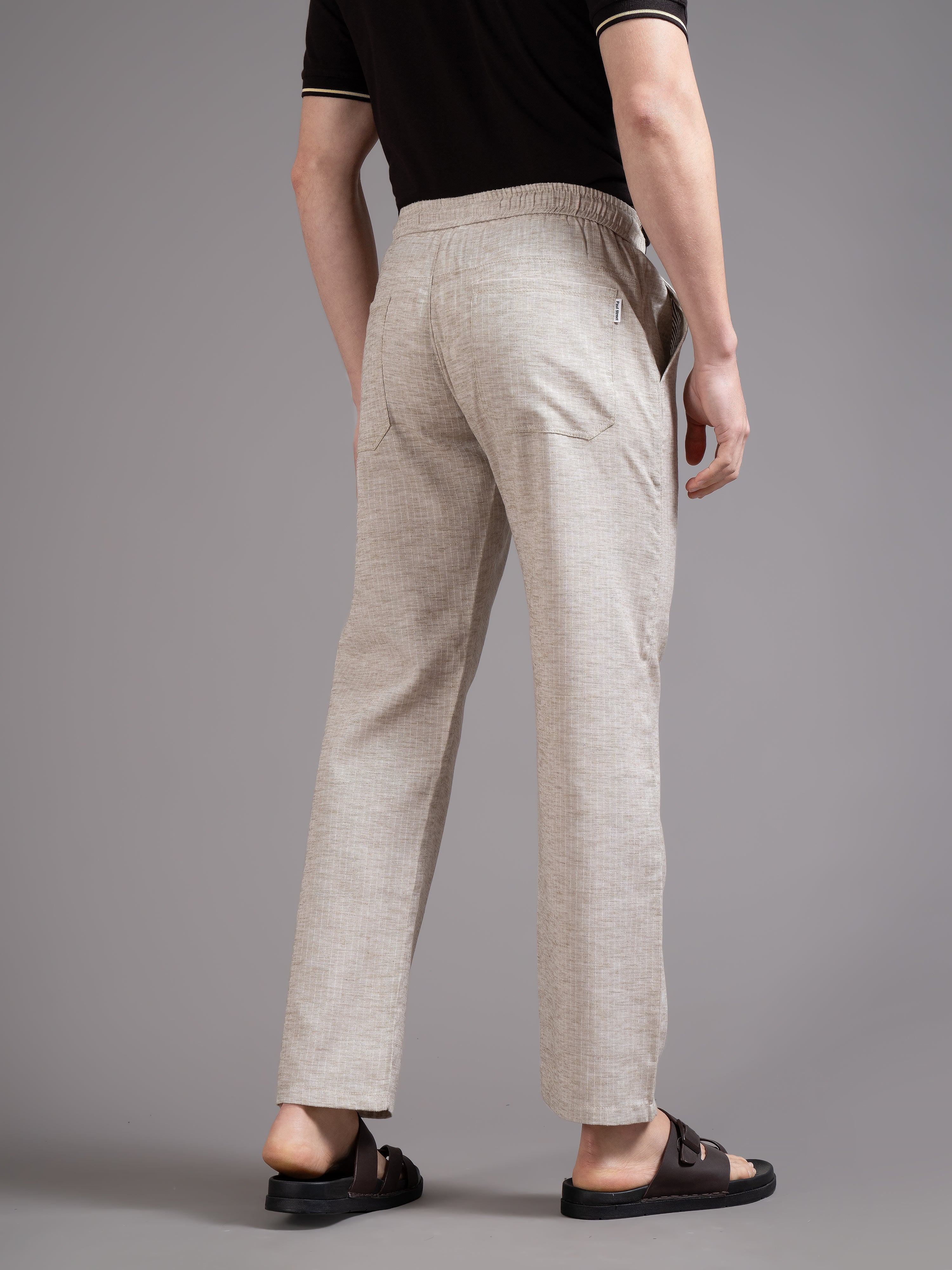 Men Eden Cream Striped Linen Pant - Image 2