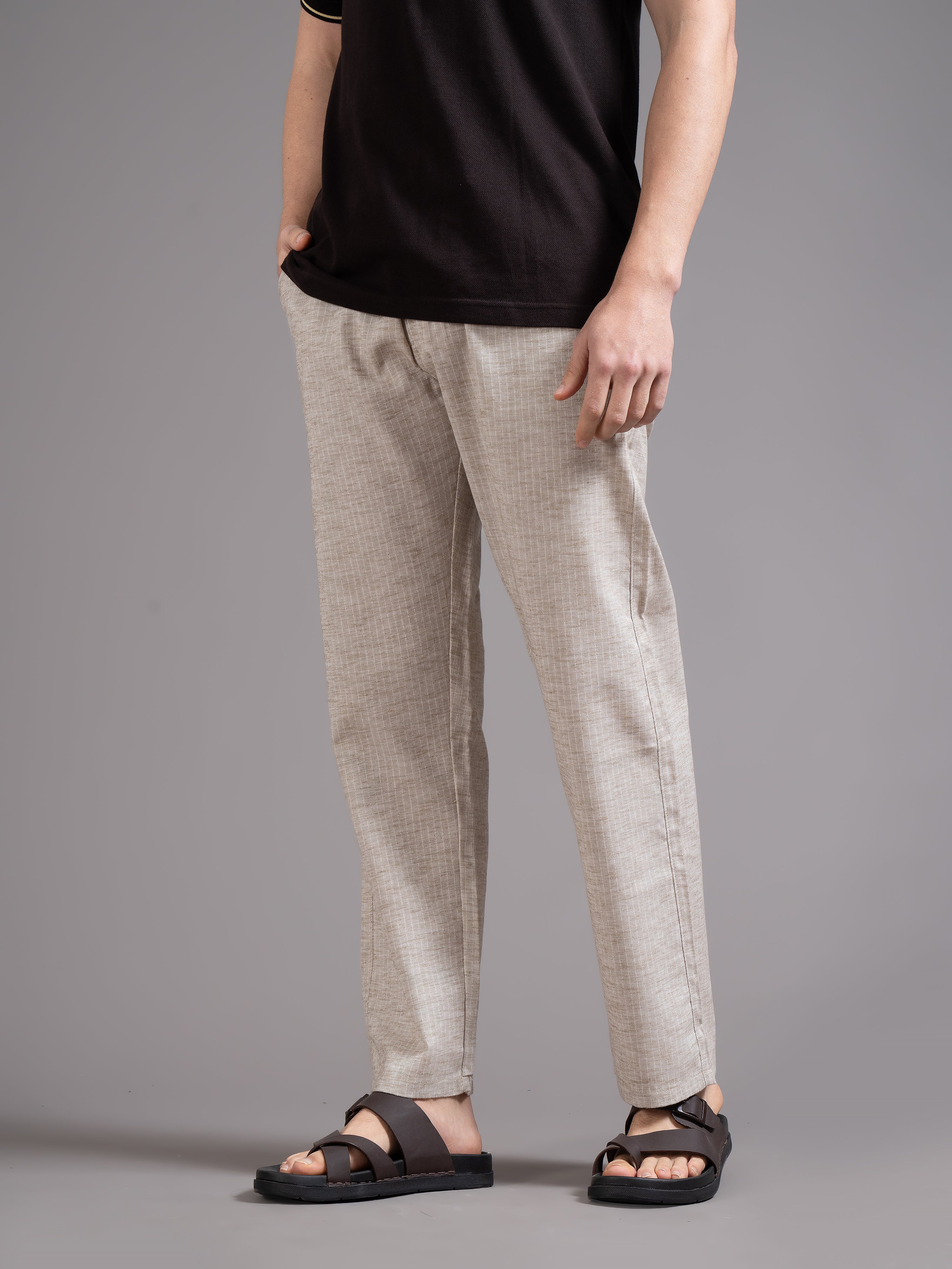 Men Eden Cream Striped Linen Pant - Image 6