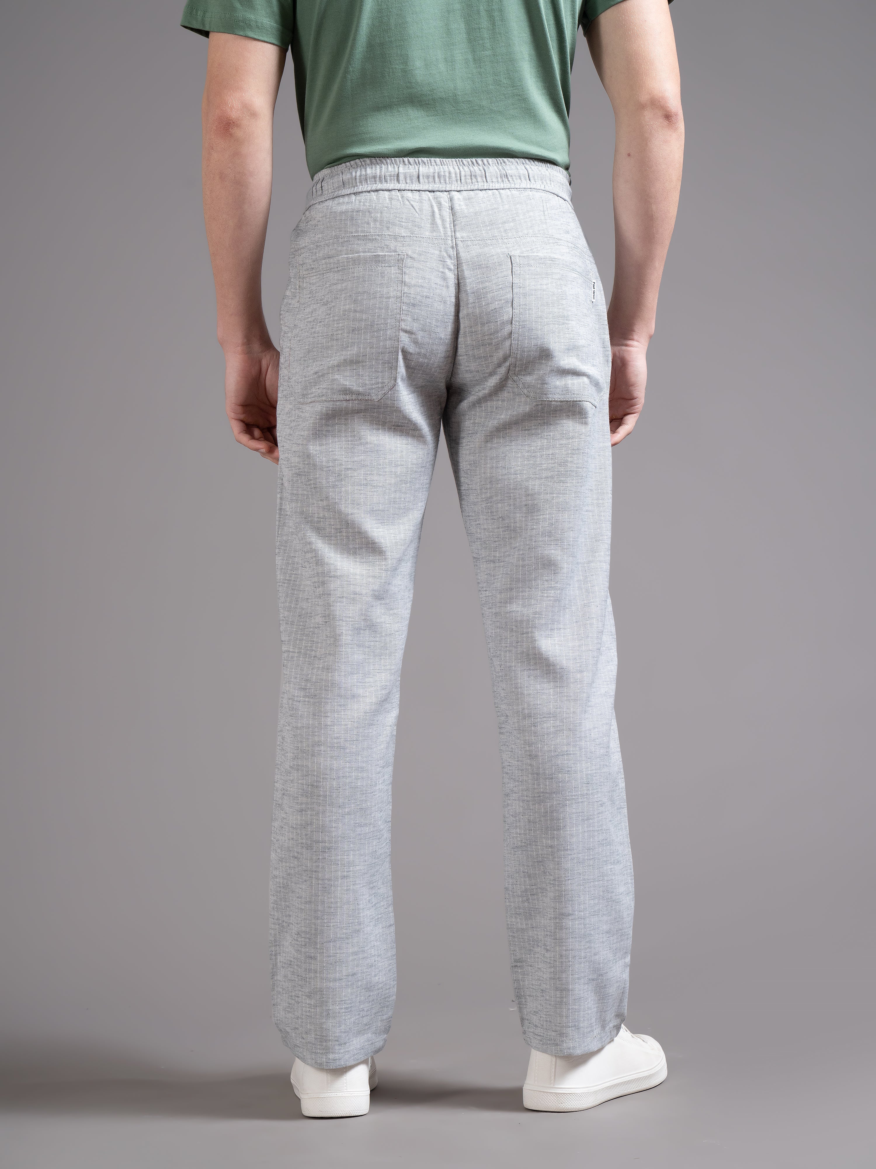 Men Eden Grey Striped Linen Pant - Image 2