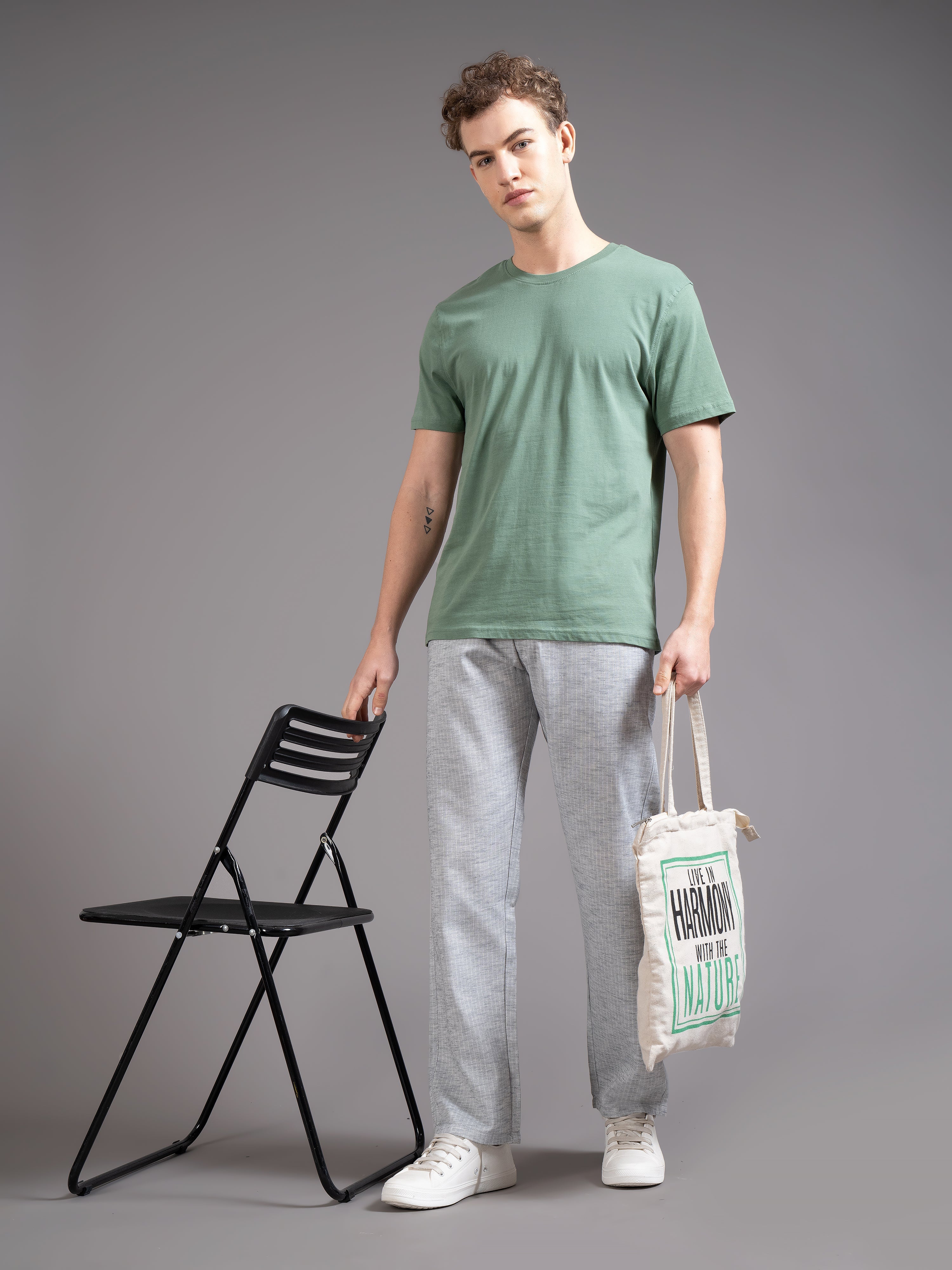 Men Eden Grey Striped Linen Pant - Image 5
