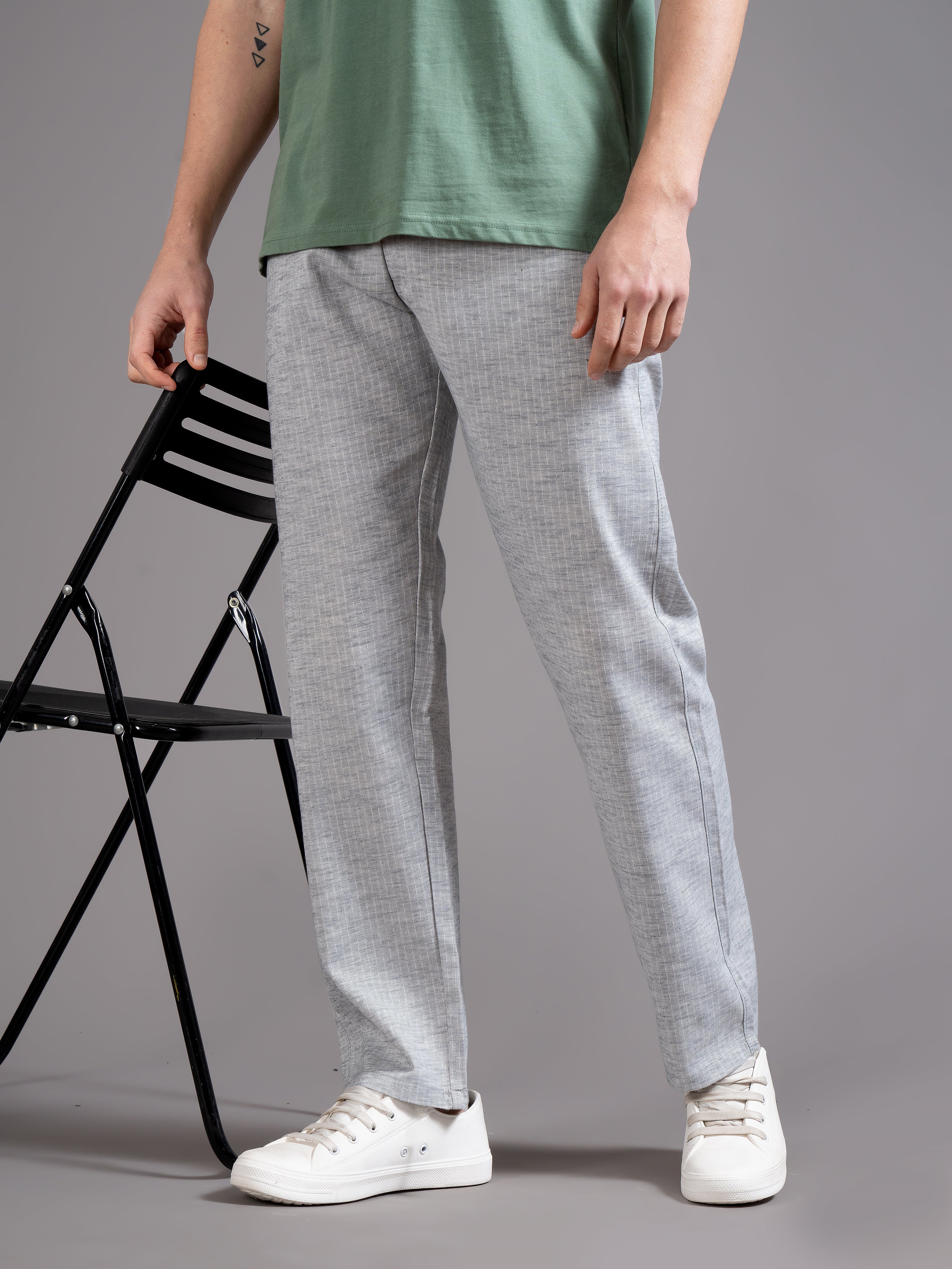 Men Eden Grey Striped Linen Pant - Image 6
