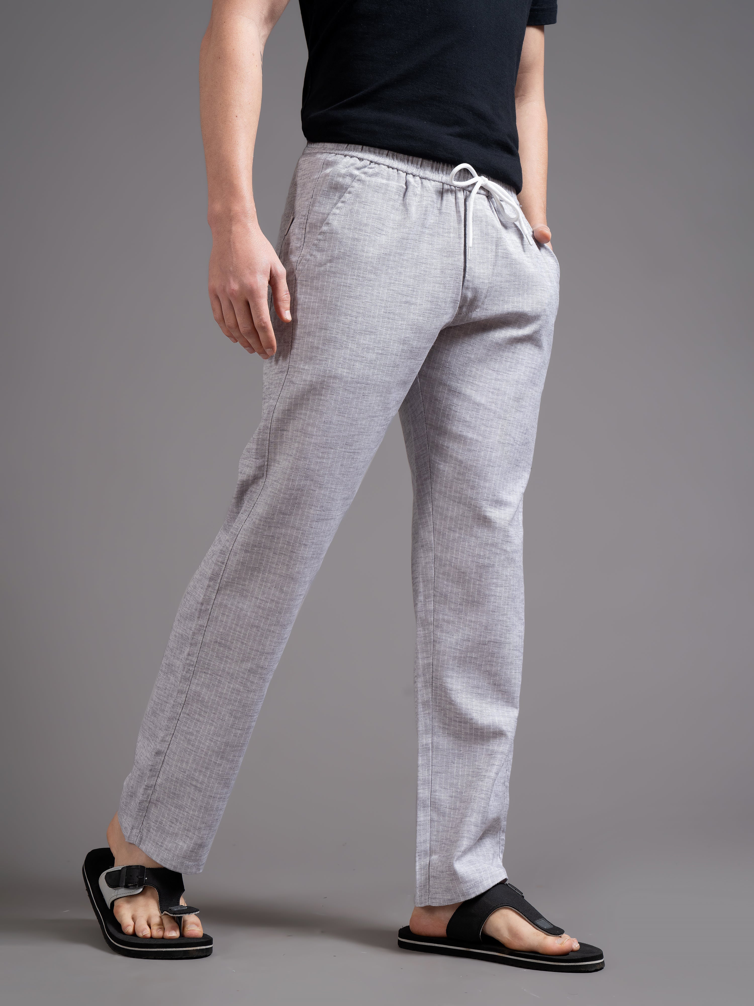 Men Eden Silver Striped Linen Pant - Image 3