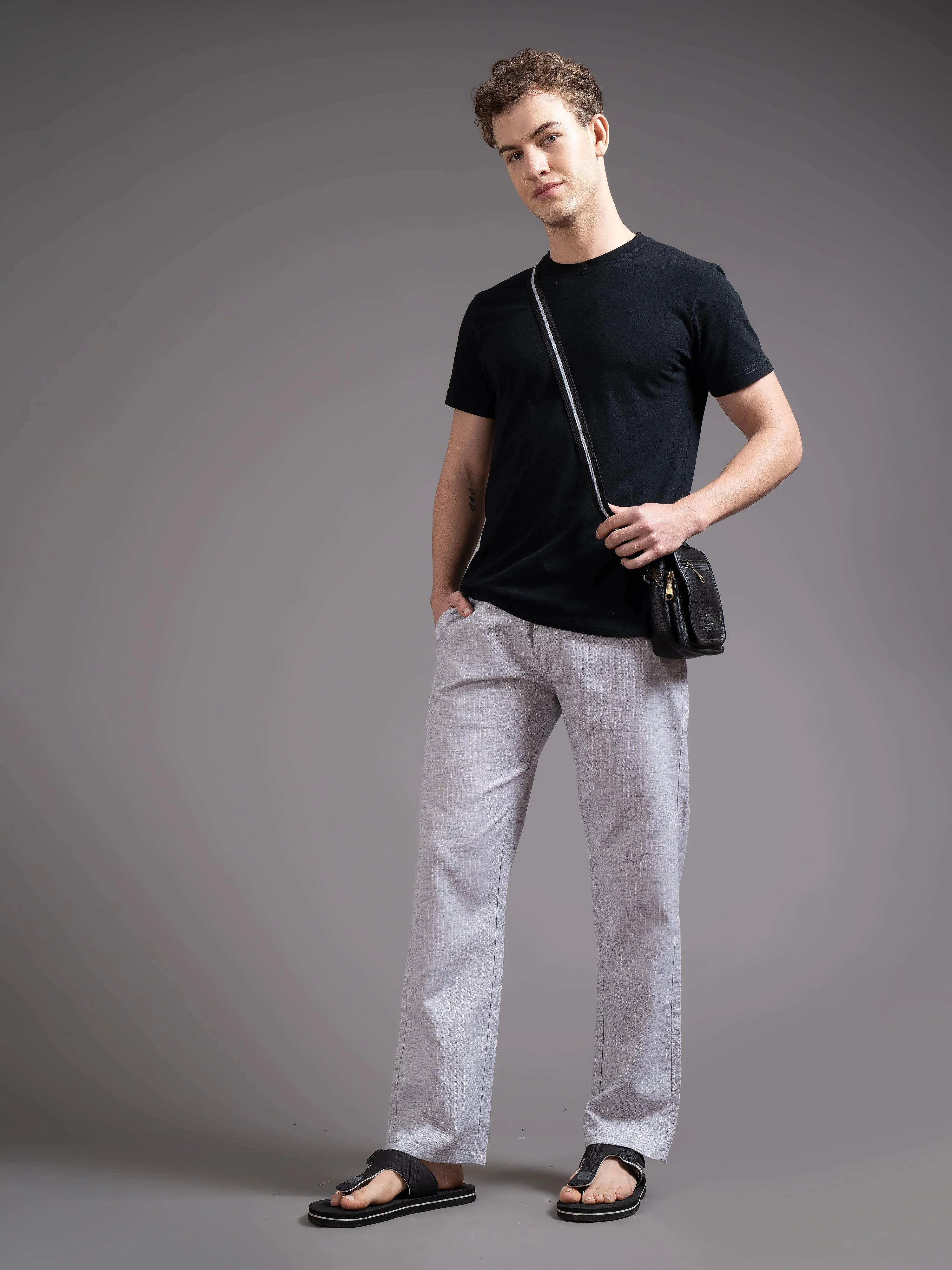 Men Eden Silver Striped Linen Pant - Image 5