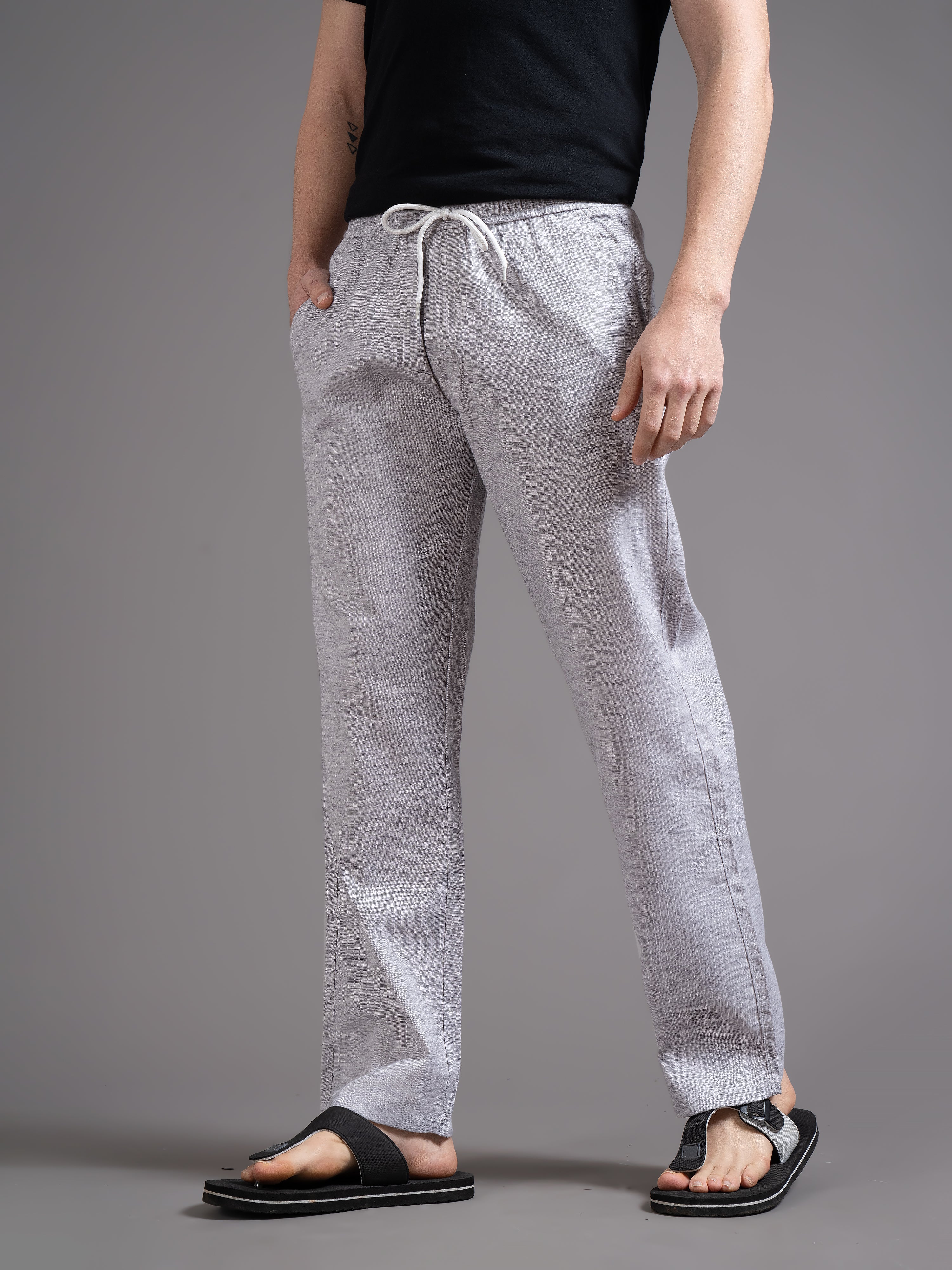 Men Eden Silver Striped Linen Pant - Image 6