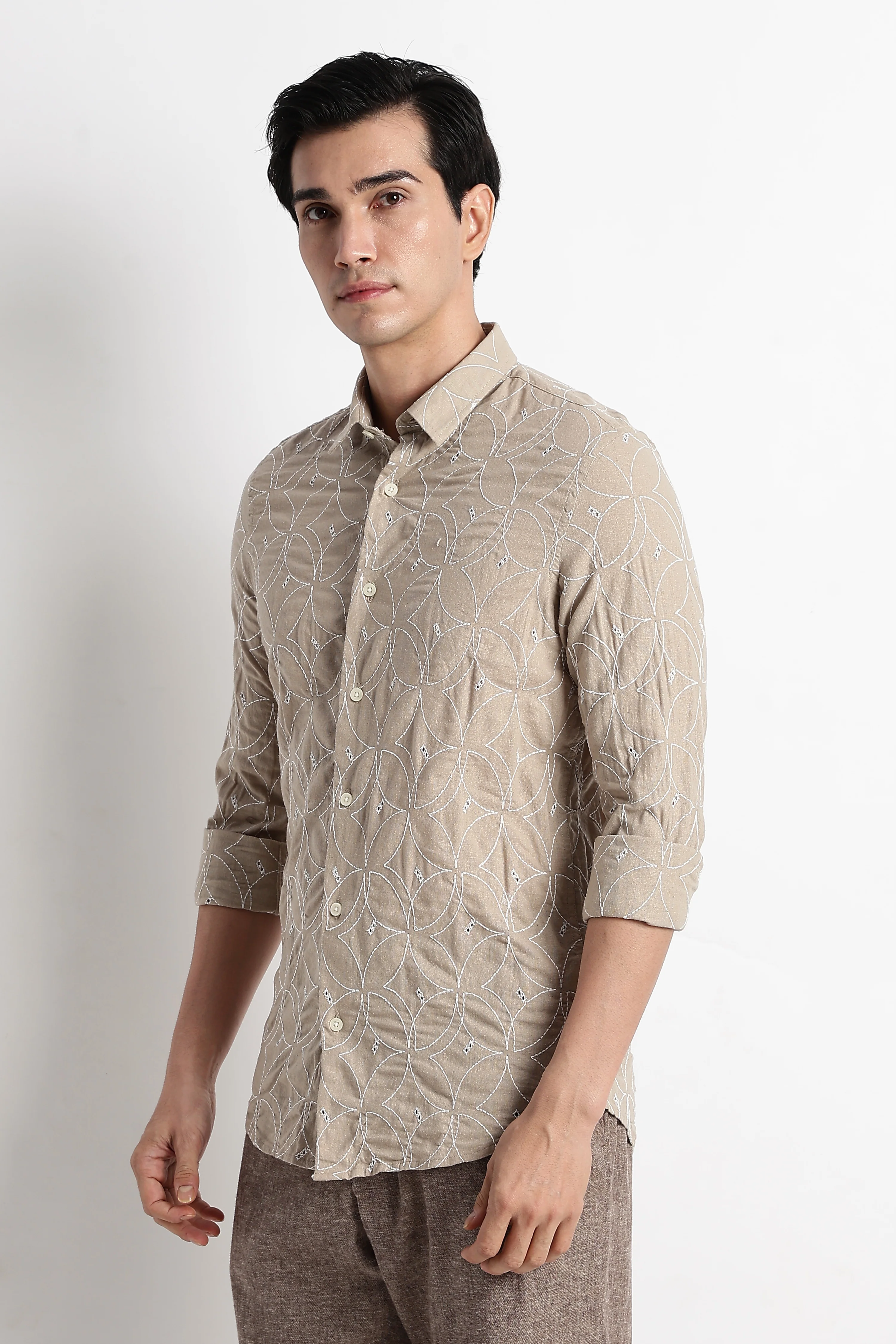 Men Embroided Cotton Shirt
