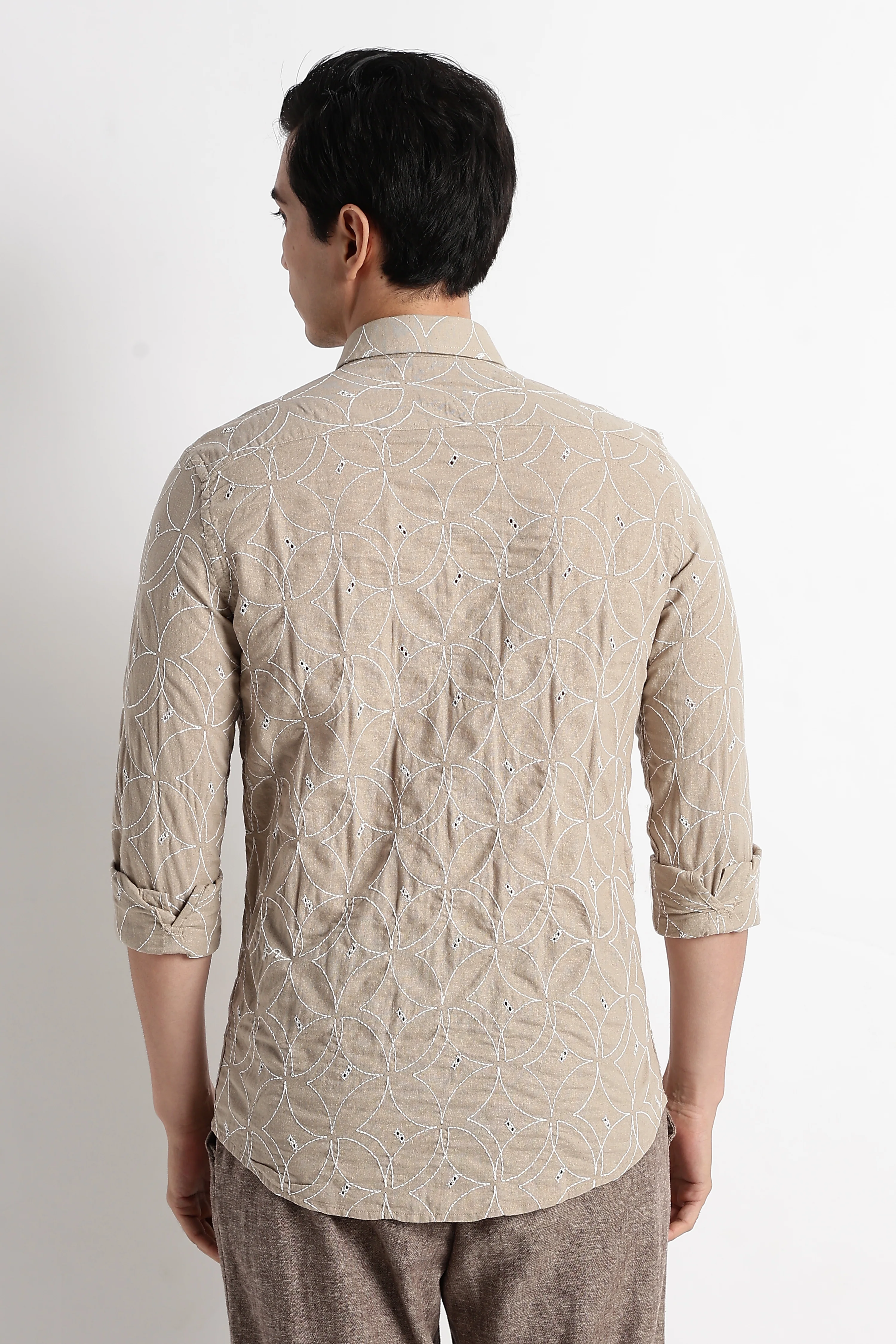 Men Embroided Cotton Shirt - Image 3