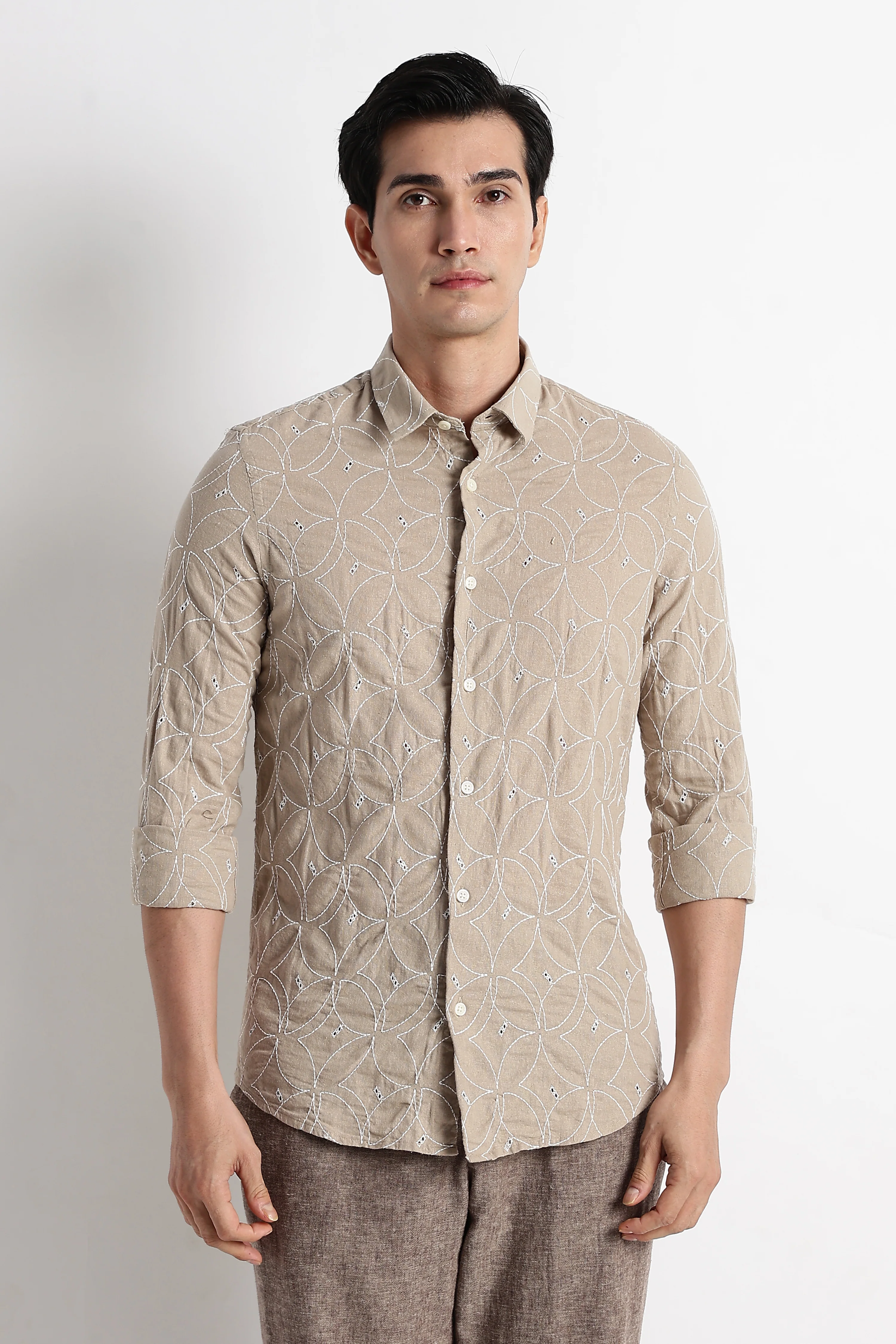 Men Embroided Cotton Shirt - Image 4
