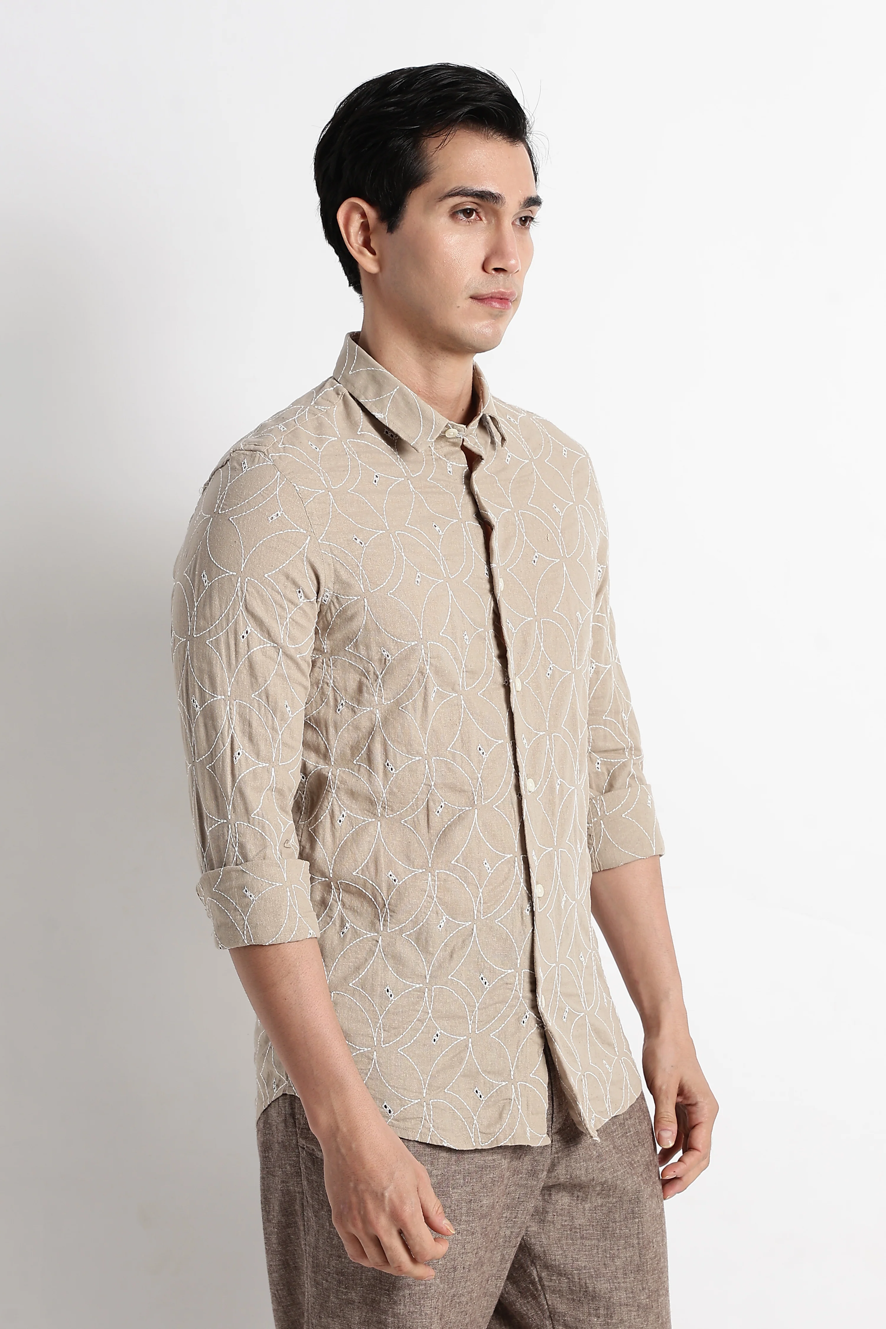 Men Embroided Cotton Shirt - Image 5