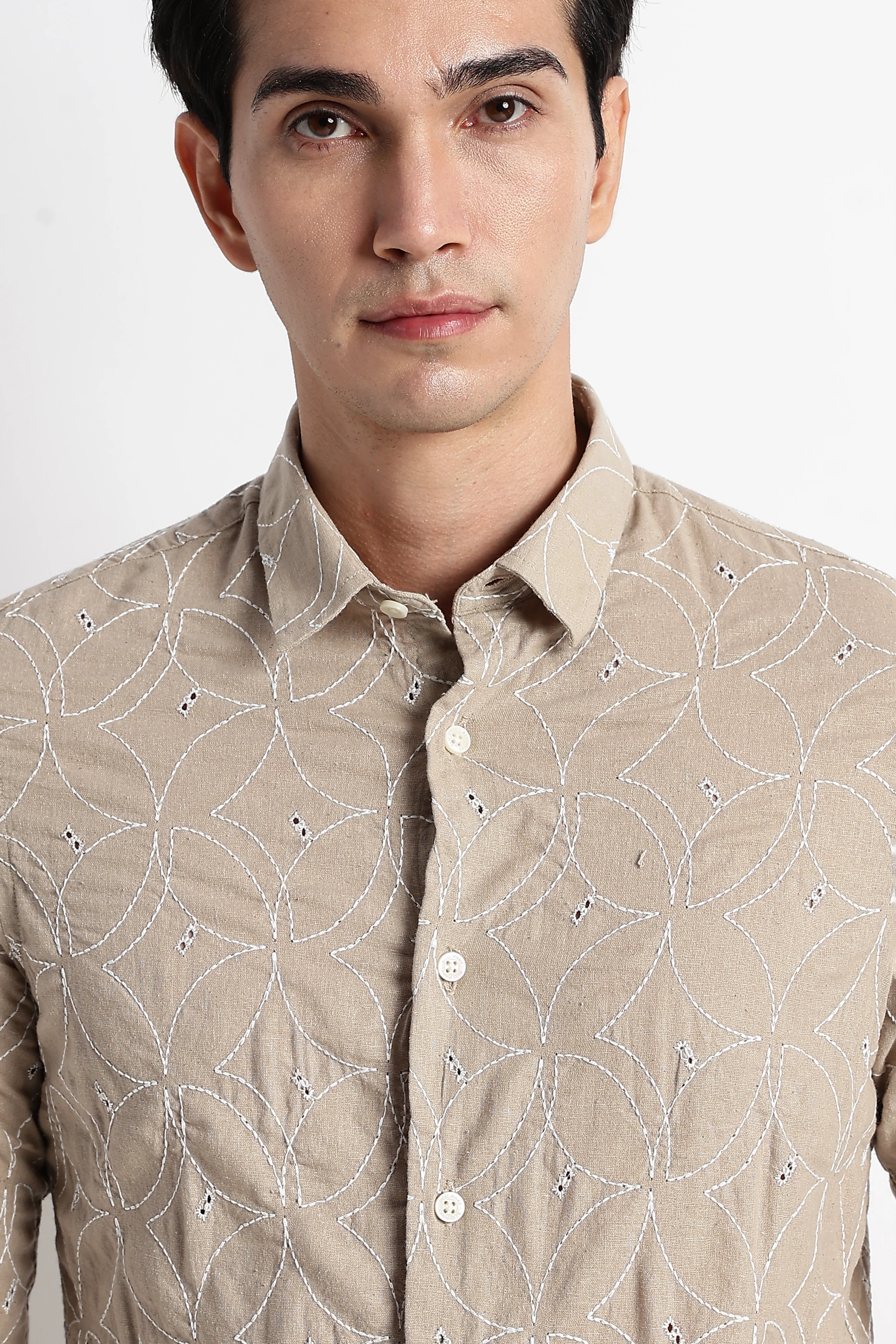 Men Embroided Cotton Shirt - Image 6