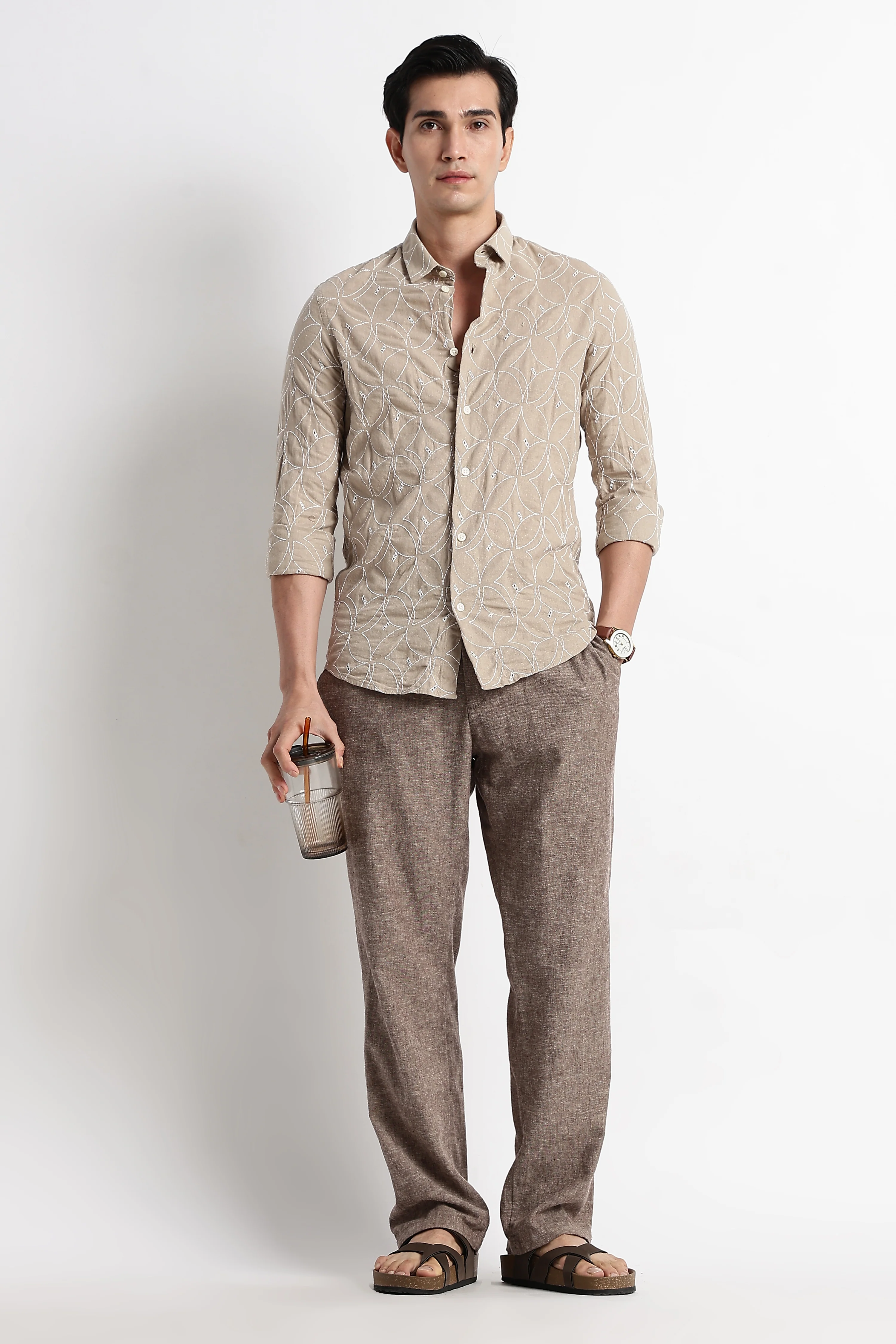 Men Embroided Cotton Shirt - Image 7